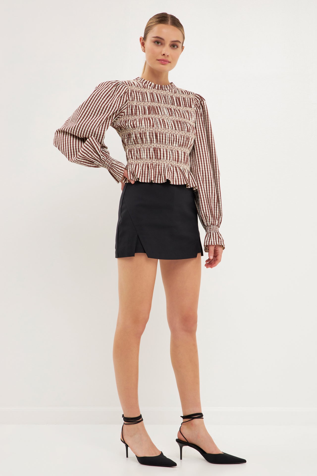 ENGLISH FACTORY - Striped Smocked Embroidered Blouse - TOPS available at Objectrare