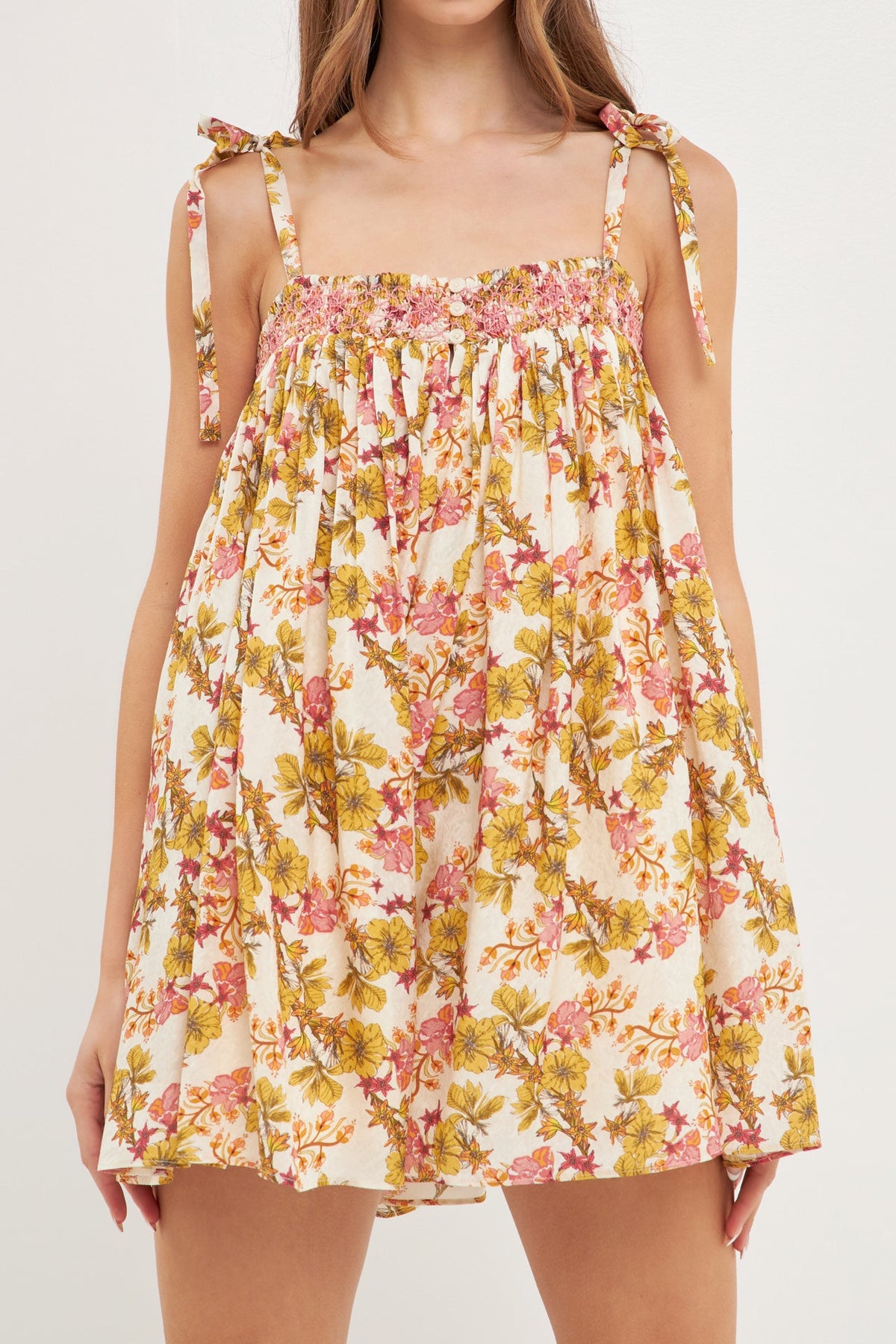 FREE THE ROSES - Bow Tie Floral Flounced Romper - ROMPERS available at Objectrare