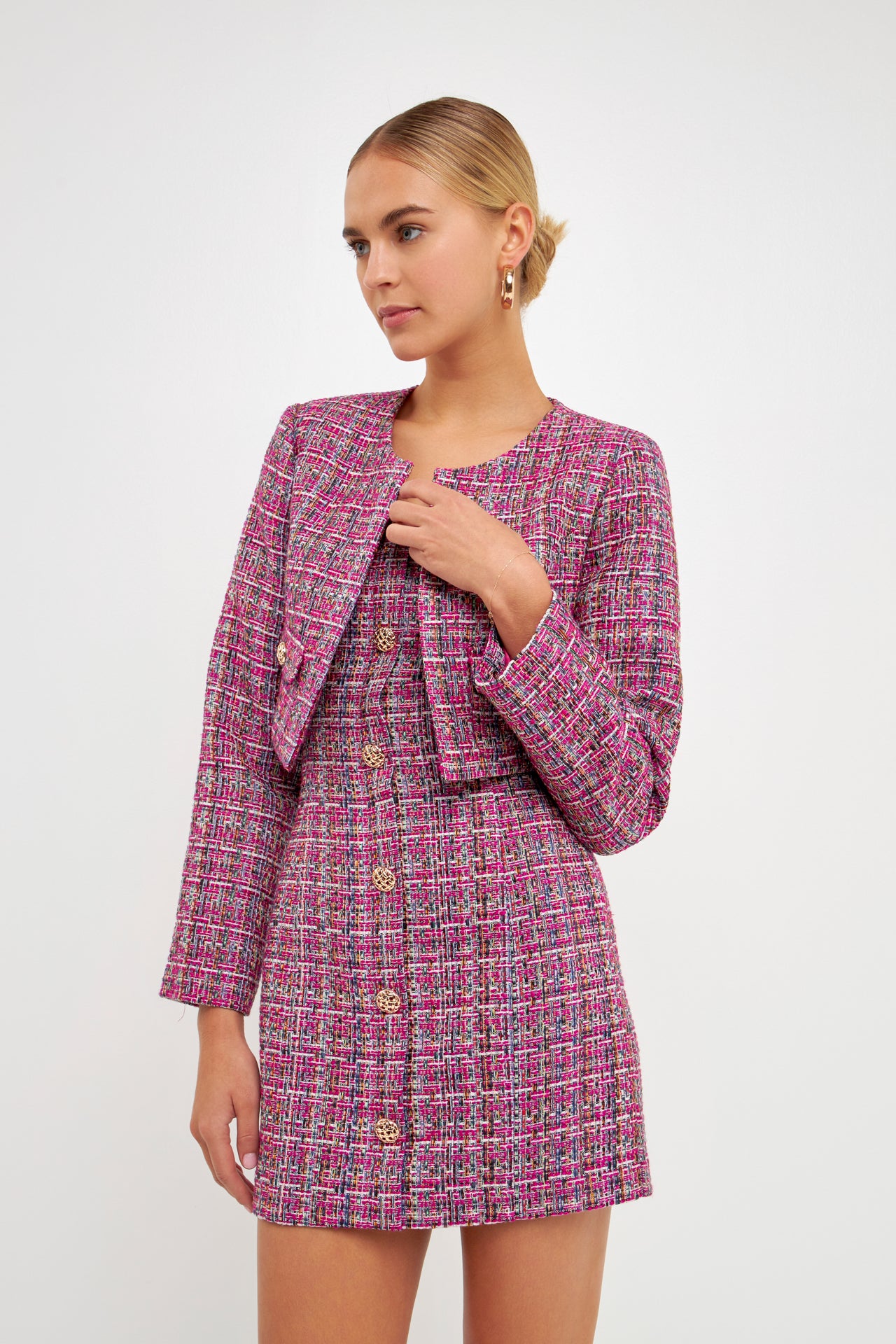 ENDLESS ROSE - Cropped Tweed Jacket - JACKETS available at Objectrare
