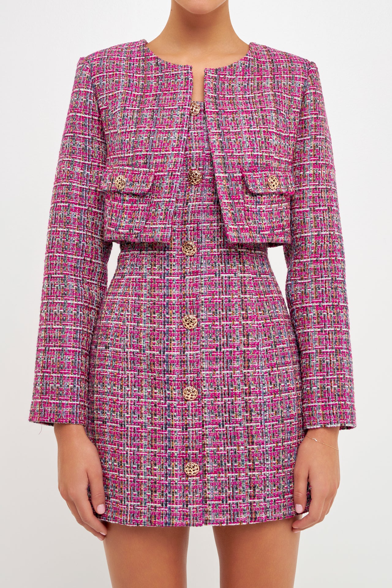 ENDLESS ROSE - Cropped Tweed Jacket - JACKETS available at Objectrare