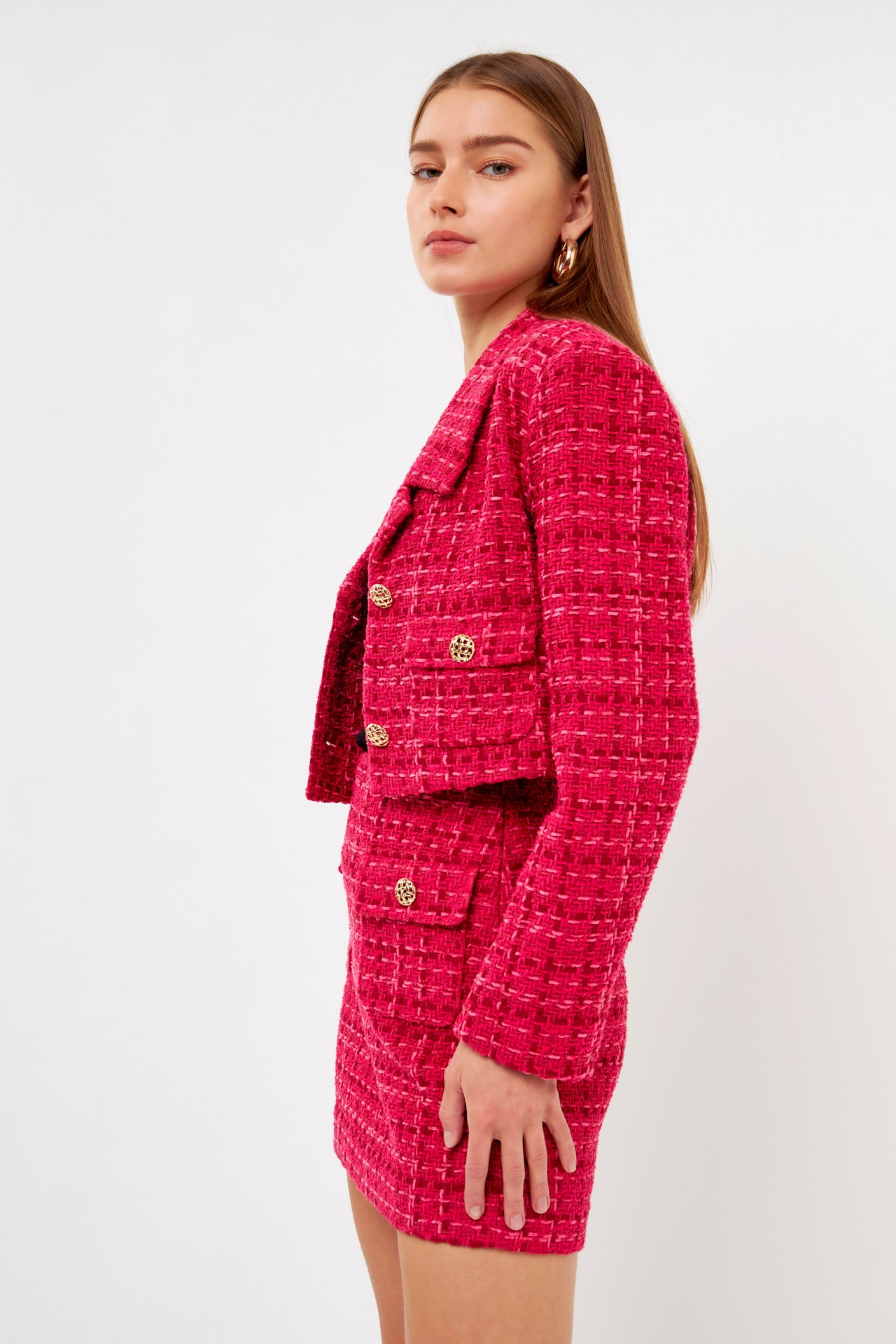 ENDLESS ROSE - Cropped Tweed Blazer - JACKETS available at Objectrare