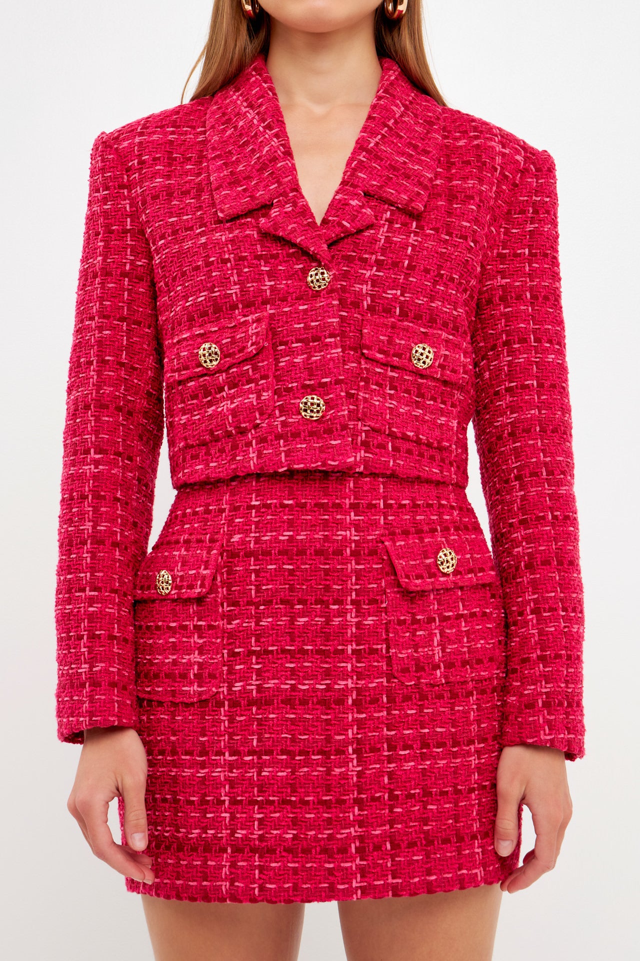 ENDLESS ROSE - Cropped Tweed Blazer - JACKETS available at Objectrare