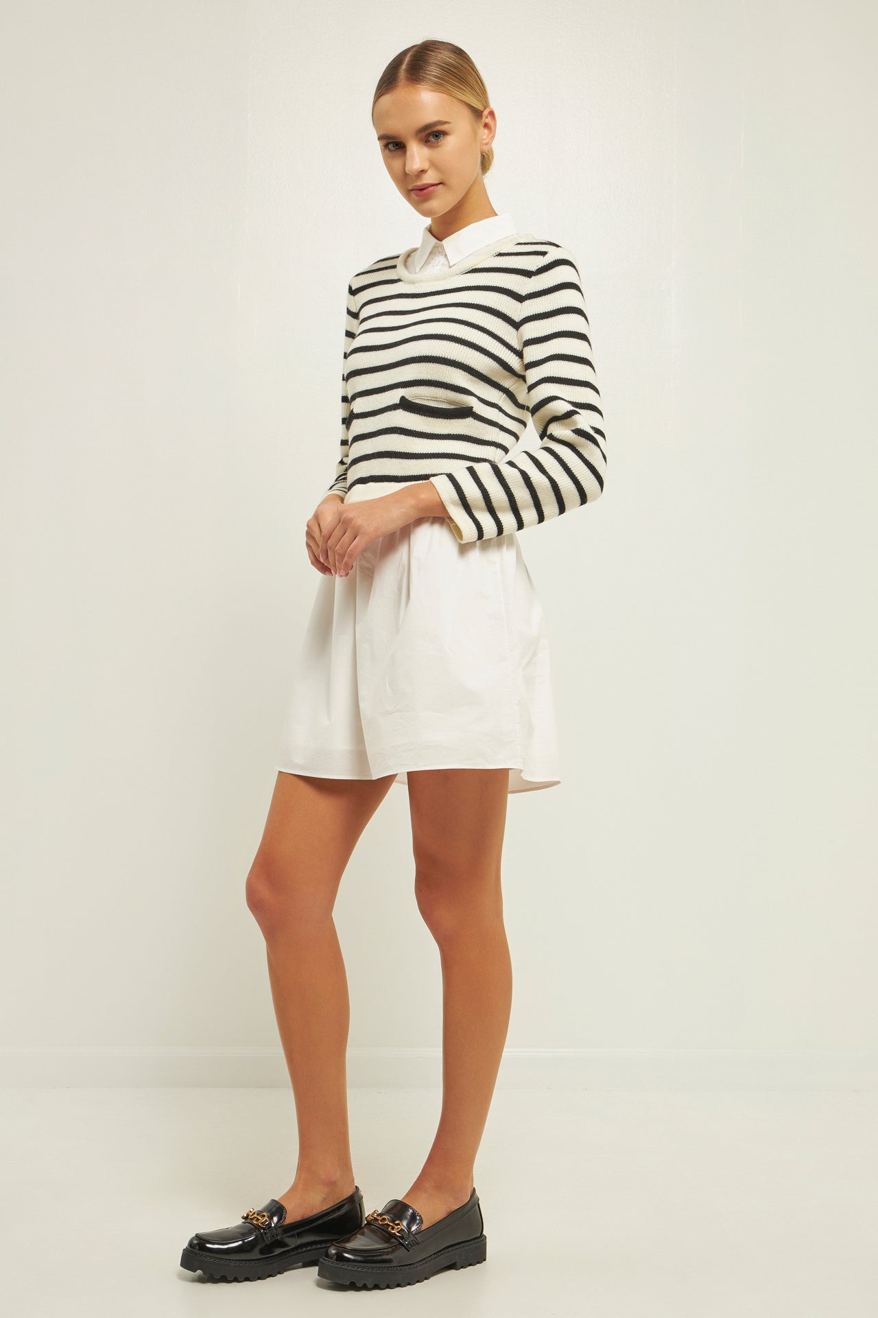 ENGLISH FACTORY - Mixed Media Long Sleeve Mini Dress - DRESSES available at Objectrare