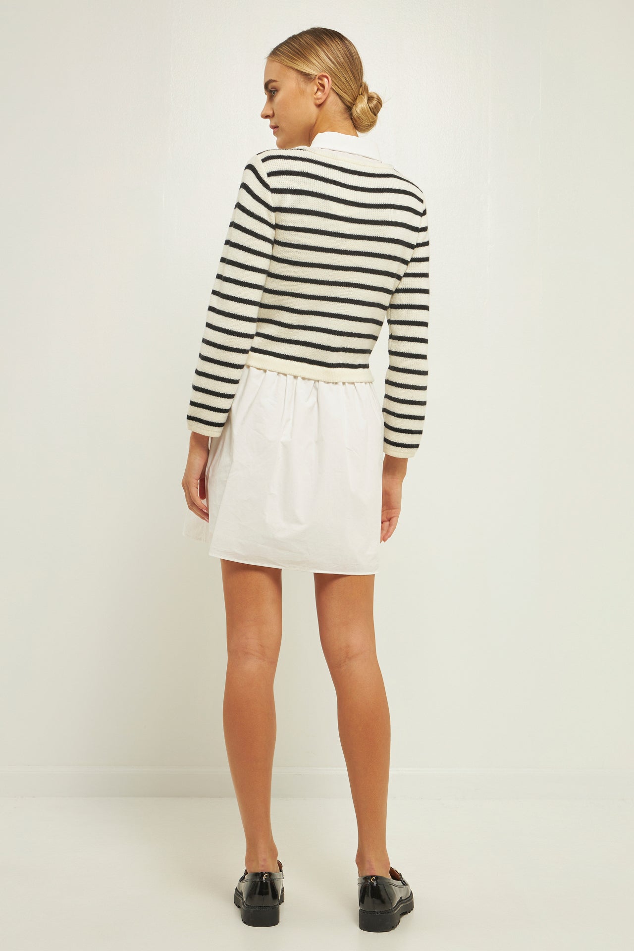 ENGLISH FACTORY - Mixed Media Long Sleeve Mini Dress - DRESSES available at Objectrare