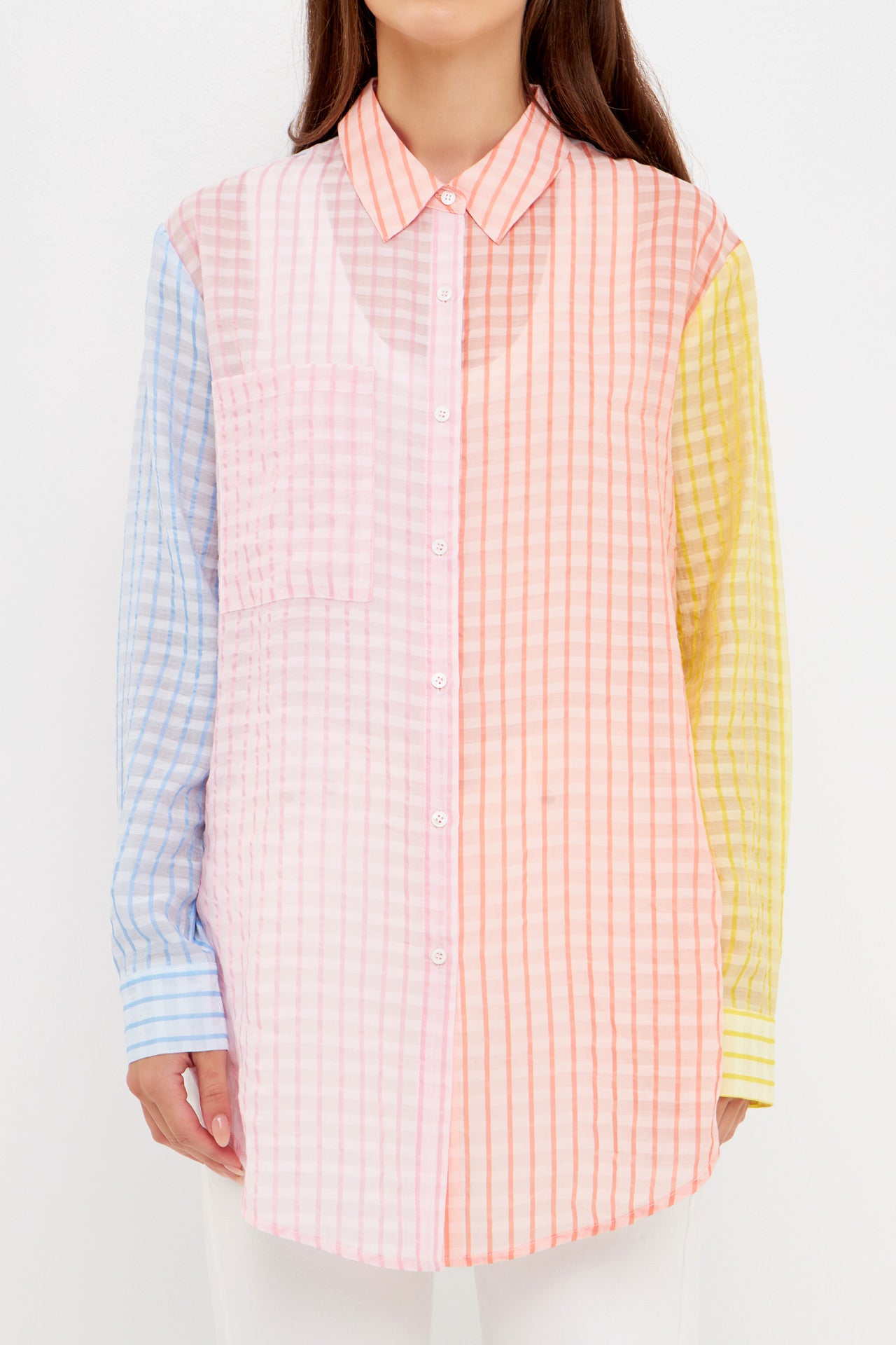 ENGLISH FACTORY - Color Block Gingham Shirt - TOPS available at Objectrare