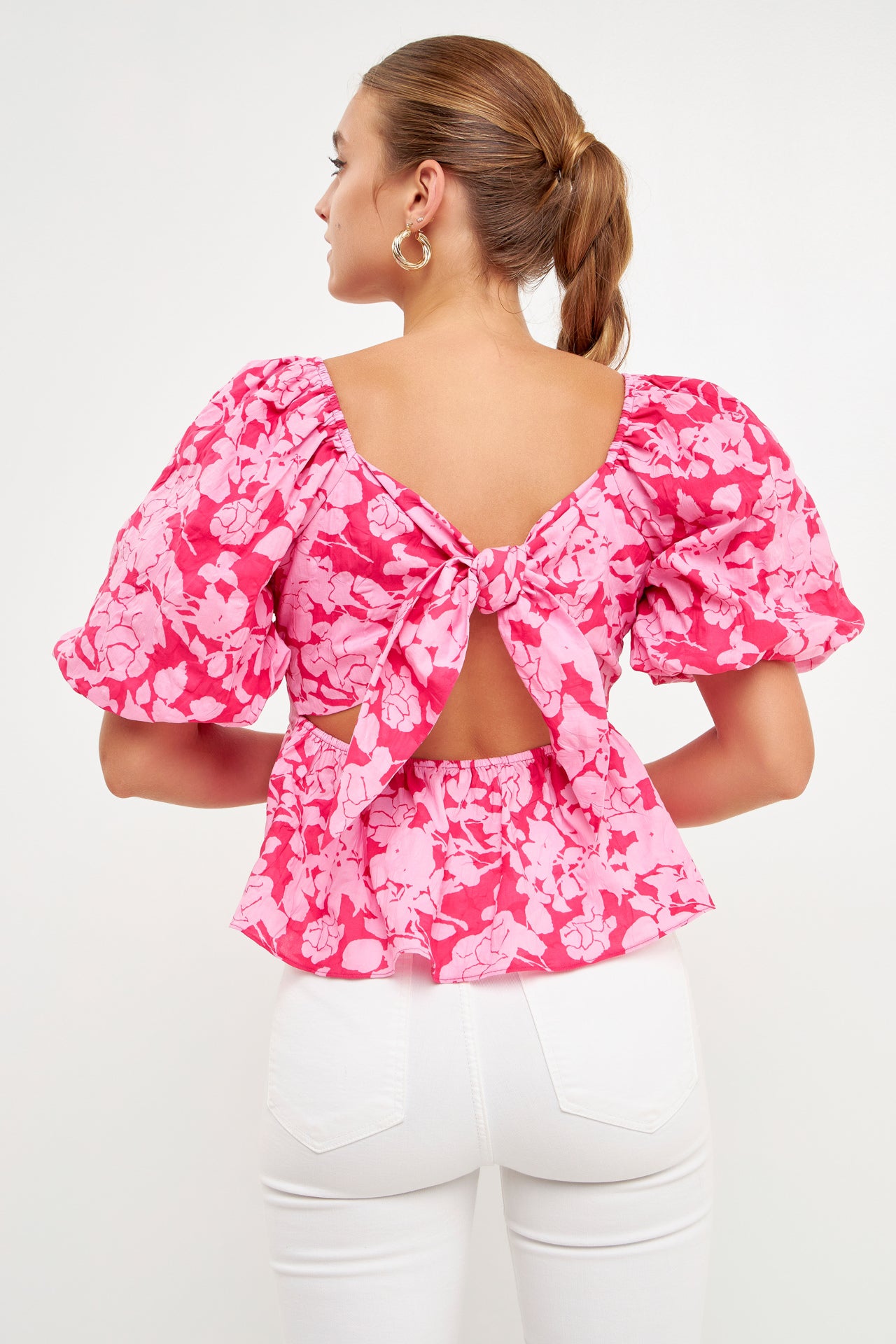 FREE THE ROSES - Floral Puff Sleeve Top - TOPS available at Objectrare