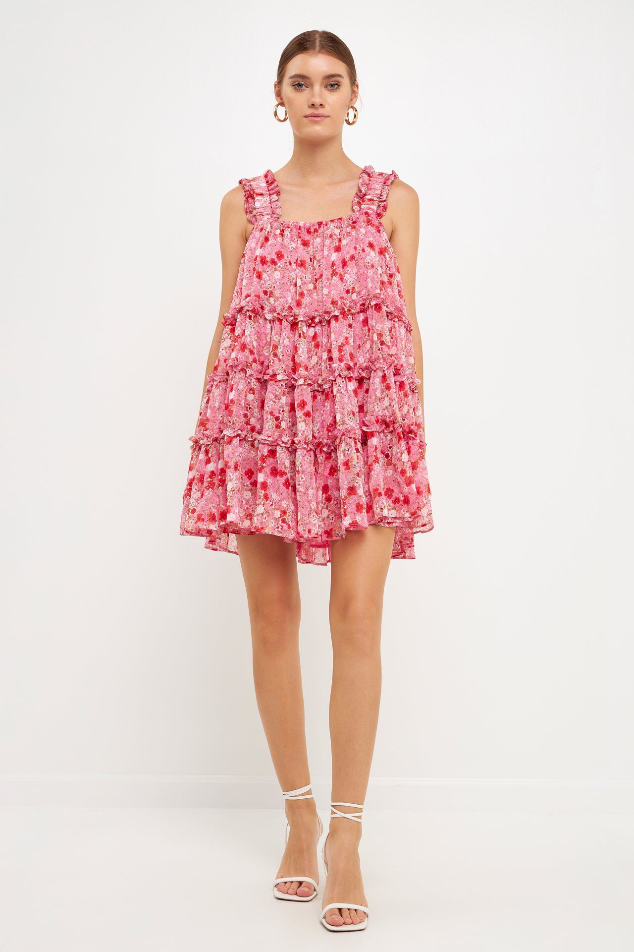 ENDLESS ROSE - Floral Chiffon Flounce Mini Dress - DRESSES available at Objectrare