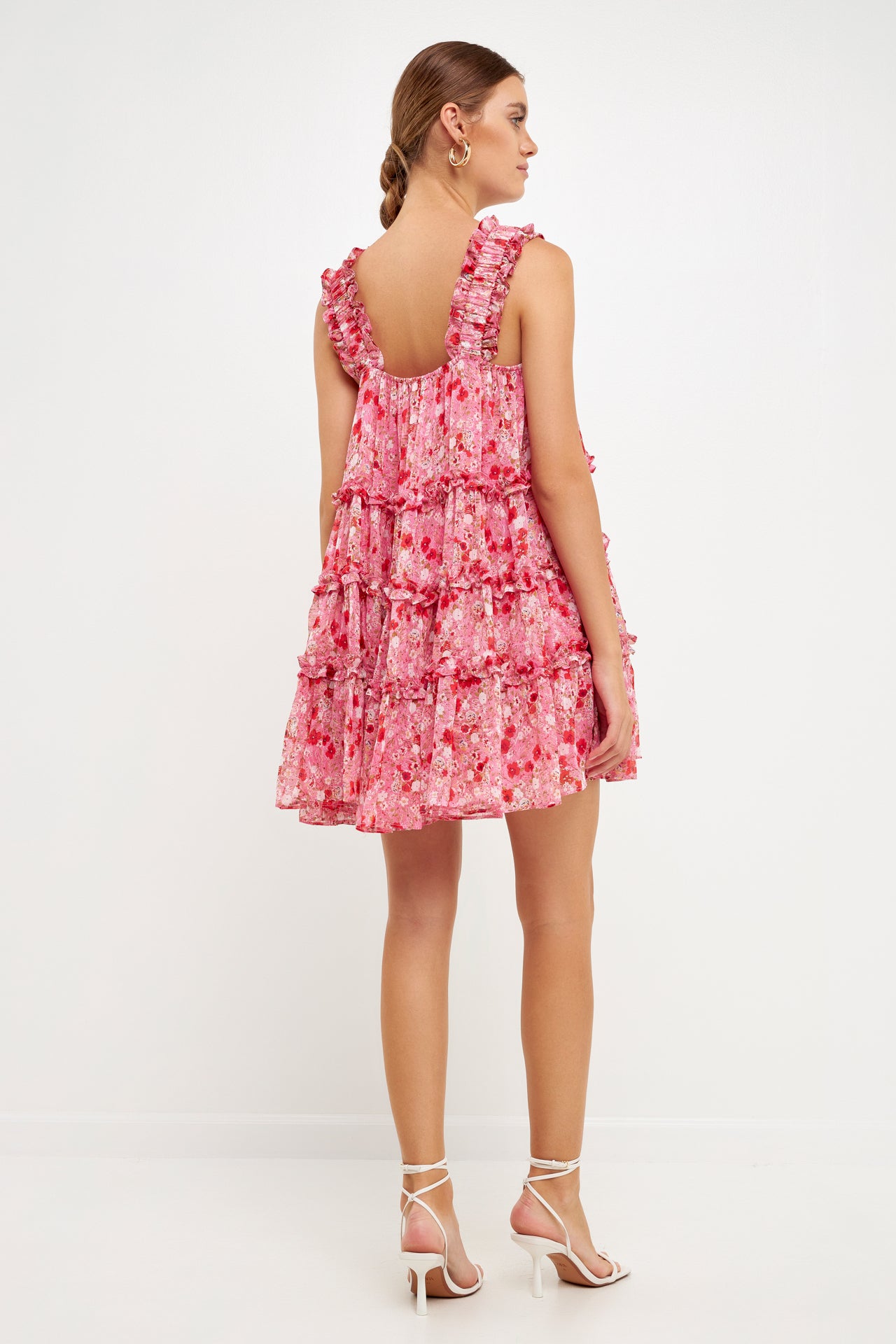 ENDLESS ROSE - Floral Chiffon Flounce Mini Dress - DRESSES available at Objectrare