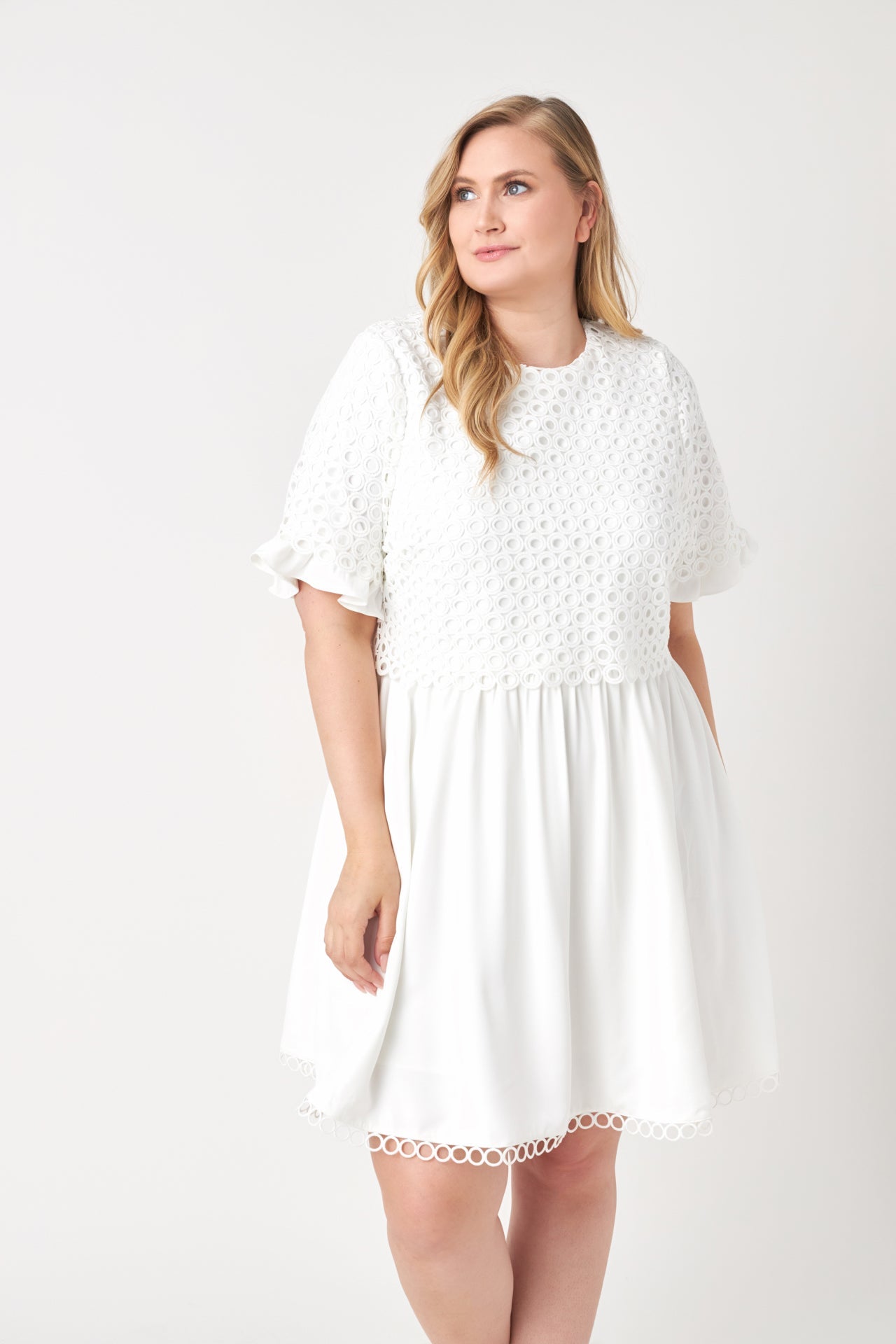 ENGLISH FACTORY - Mixed Media Lace Dress - DRESSES available at Objectrare