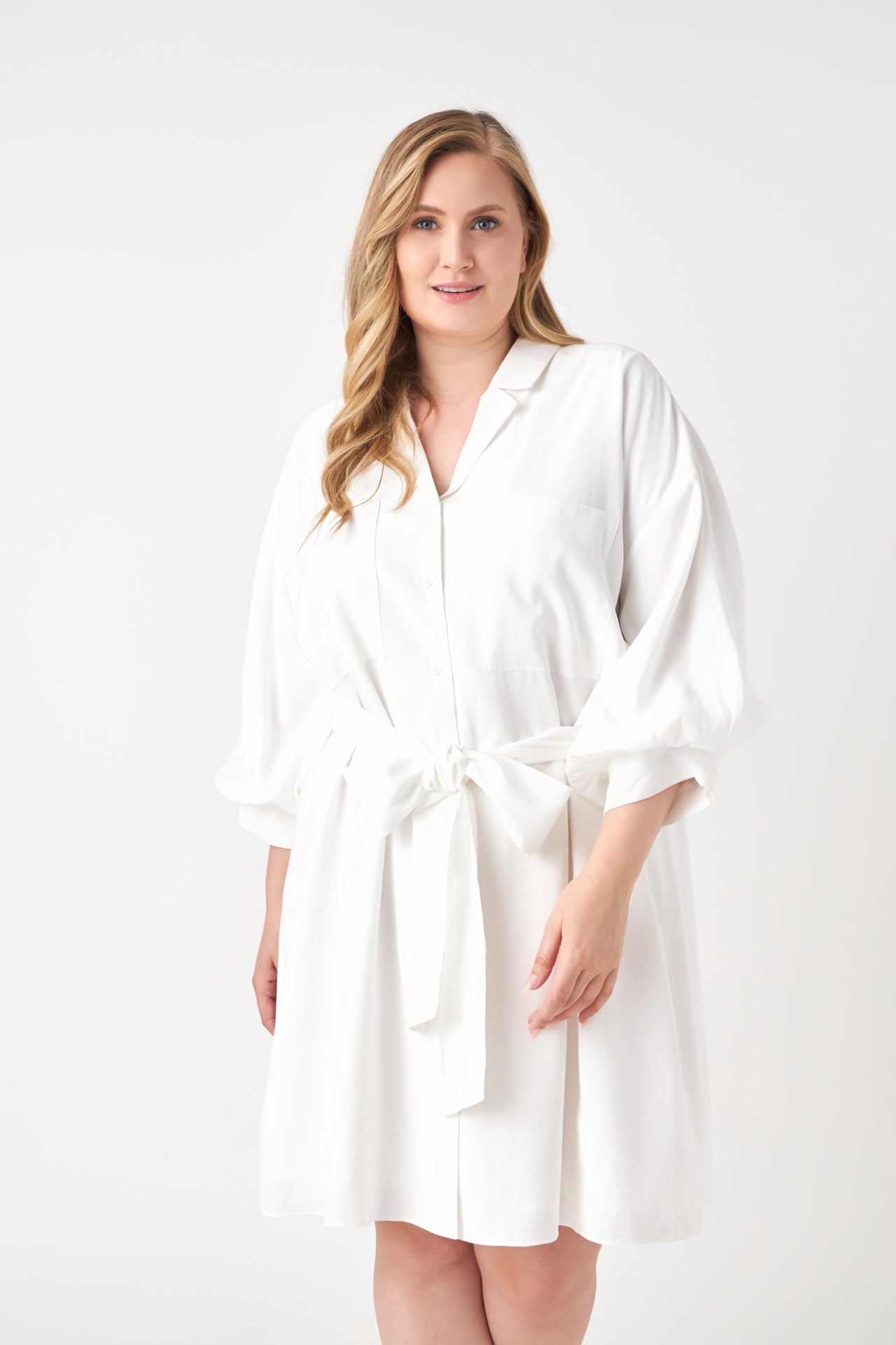 ENDLESS ROSE - Blouson Sleeve Belted Shirt Dress - DRESSES available at Objectrare