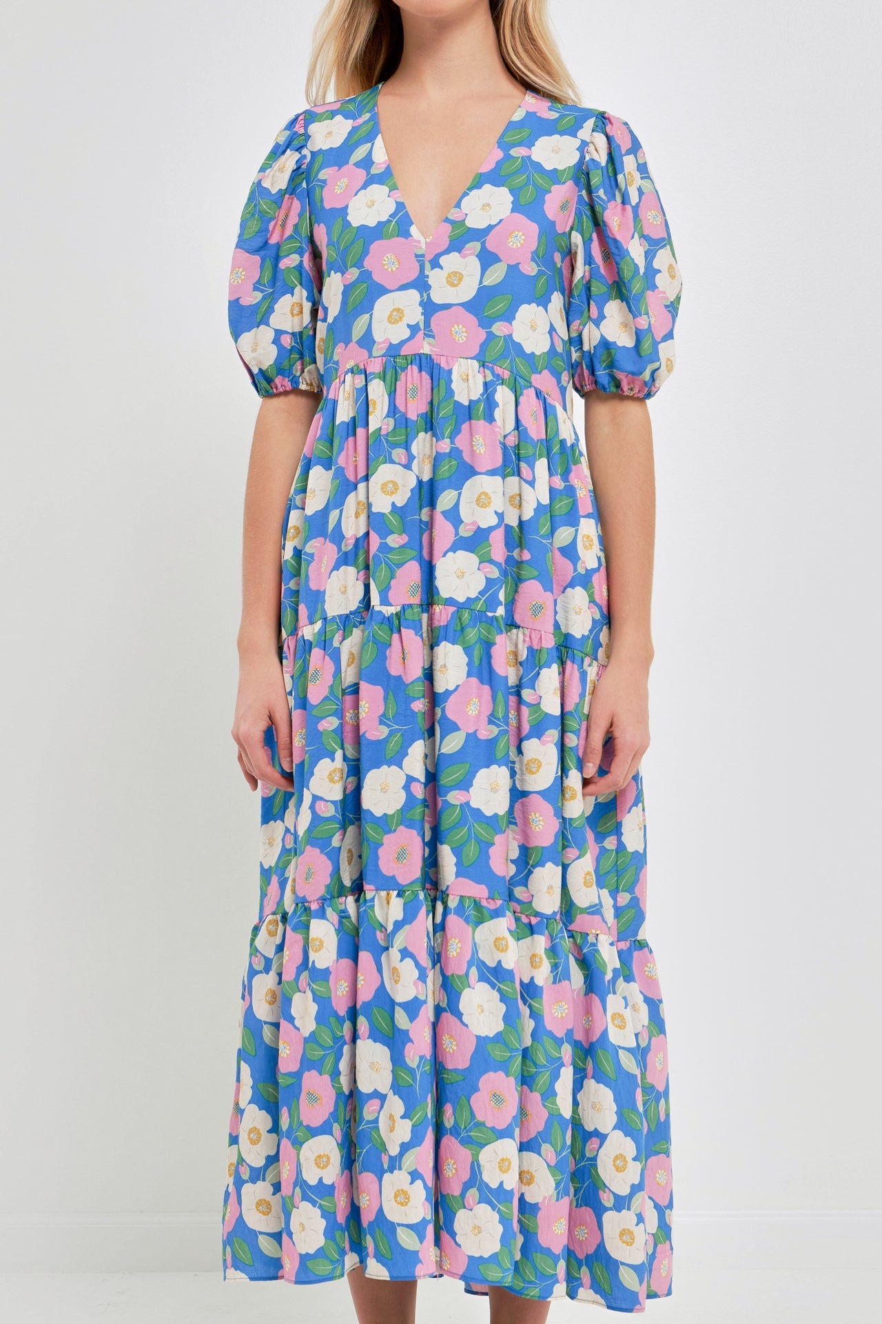 ENGLISH FACTORY - Floral Puff Sleeve Midi Dress - DRESSES available at Objectrare