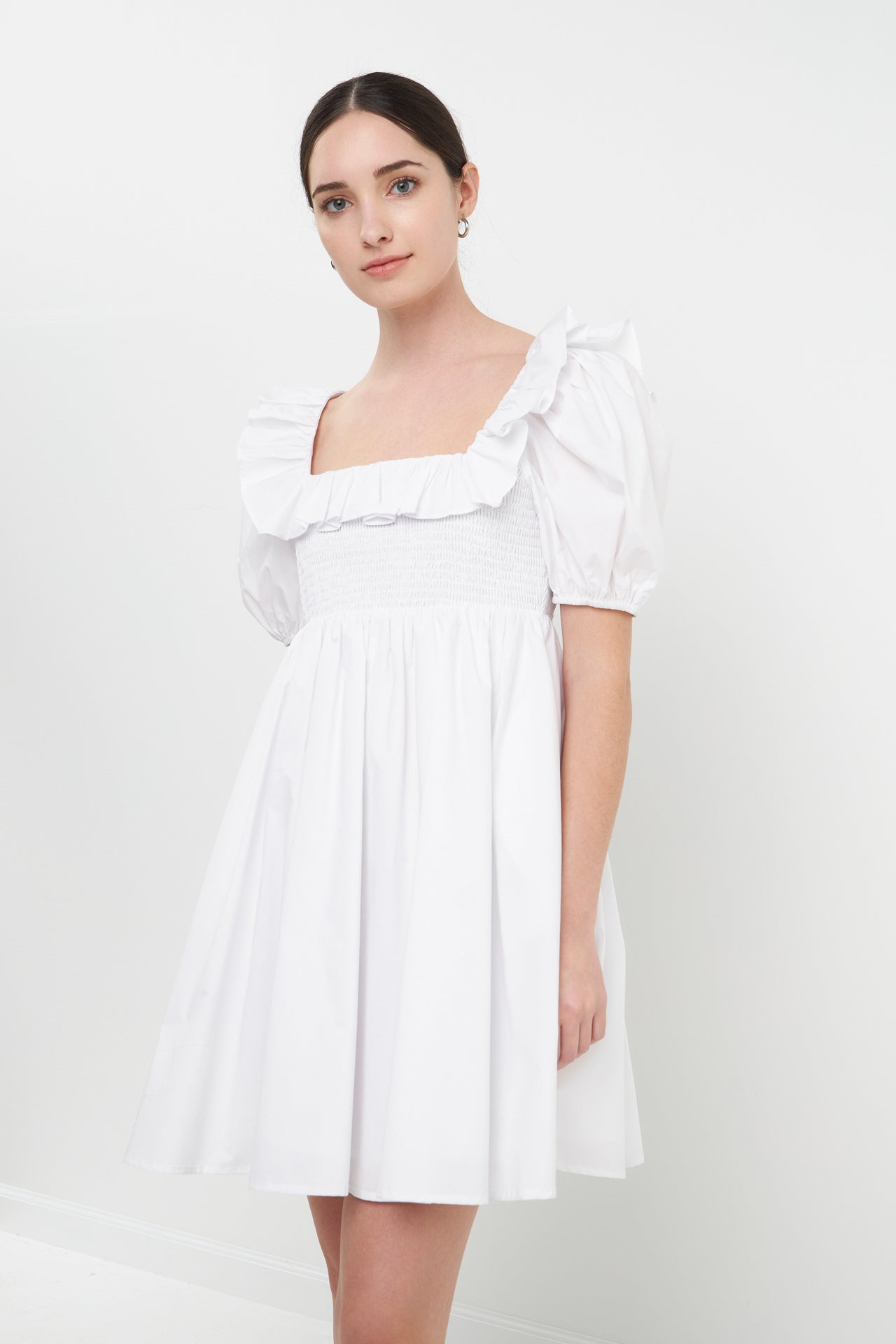 ENGLISH FACTORY - Smocked Puff Sleeve Dress - DRESSES available at Objectrare
