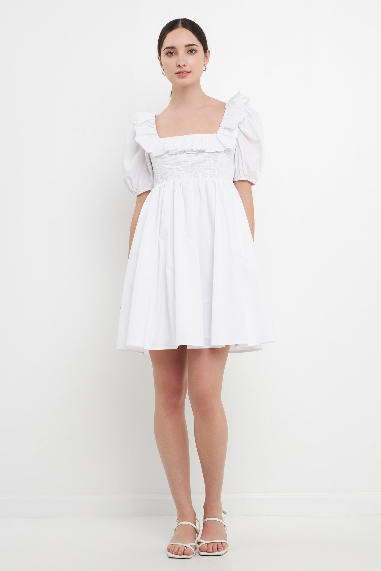 ENGLISH FACTORY - Smocked Puff Sleeve Dress - DRESSES available at Objectrare