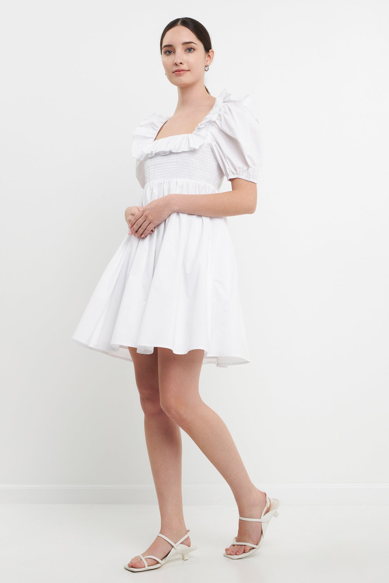 ENGLISH FACTORY - Smocked Puff Sleeve Dress - DRESSES available at Objectrare