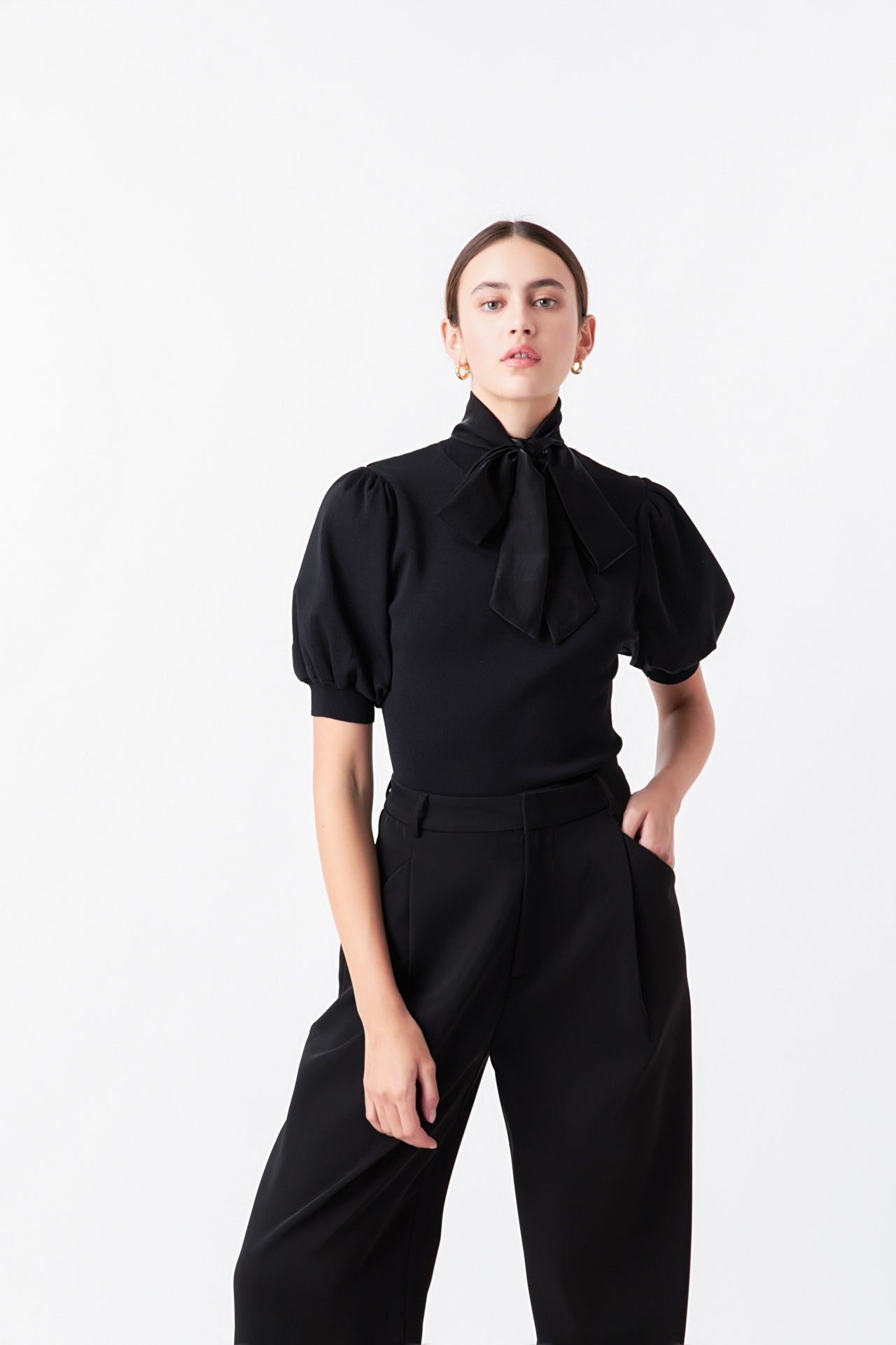 ENDLESS ROSE - Sheen Bow Tie Sweater - SWEATERS & KNITS available at Objectrare