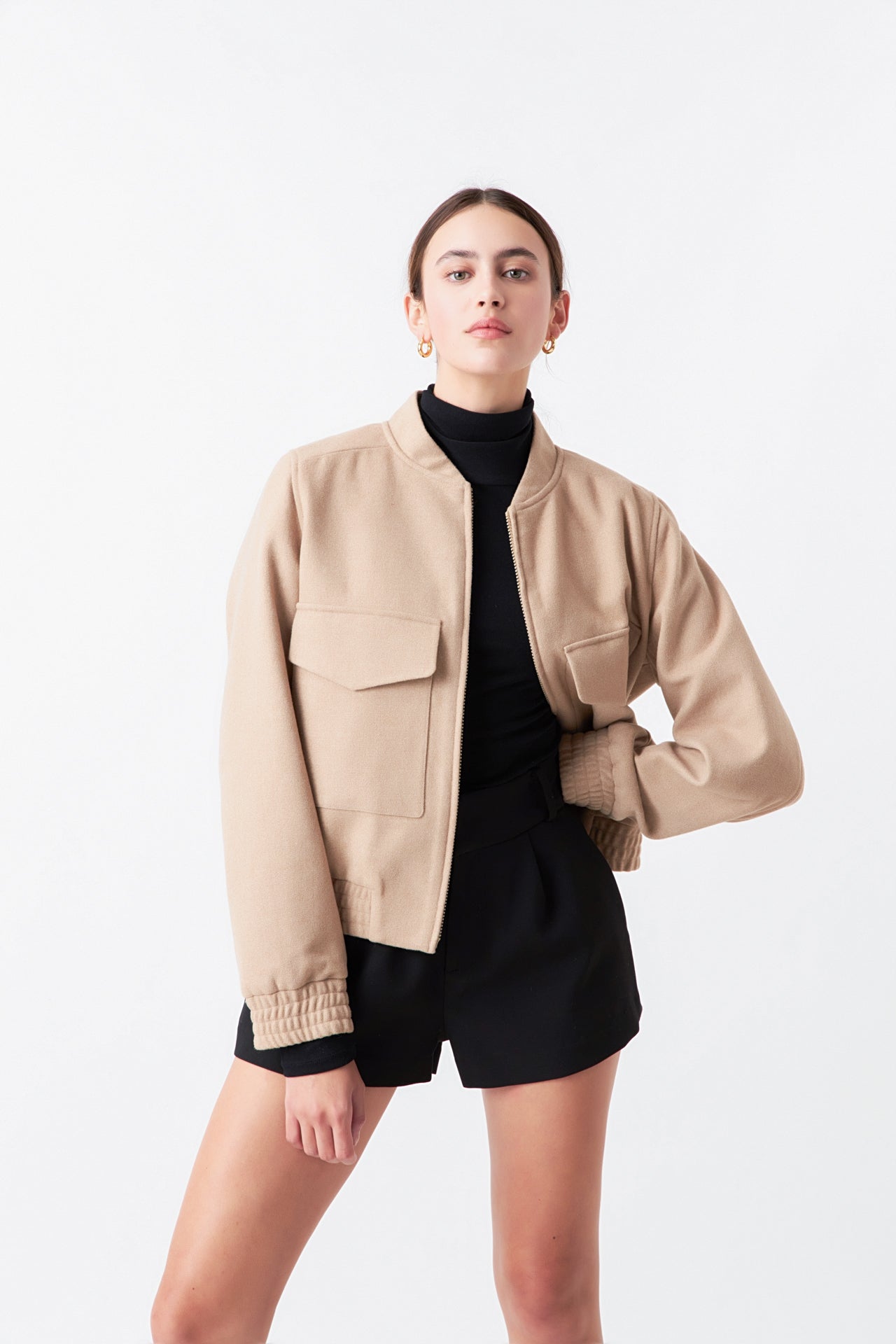 ENDLESS ROSE - Wool Bomber Pocket Jacket - JACKETS available at Objectrare