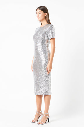 ENDLESS ROSE - Sequins Short Sleeve Maxi Dress - DRESSES available at Objectrare