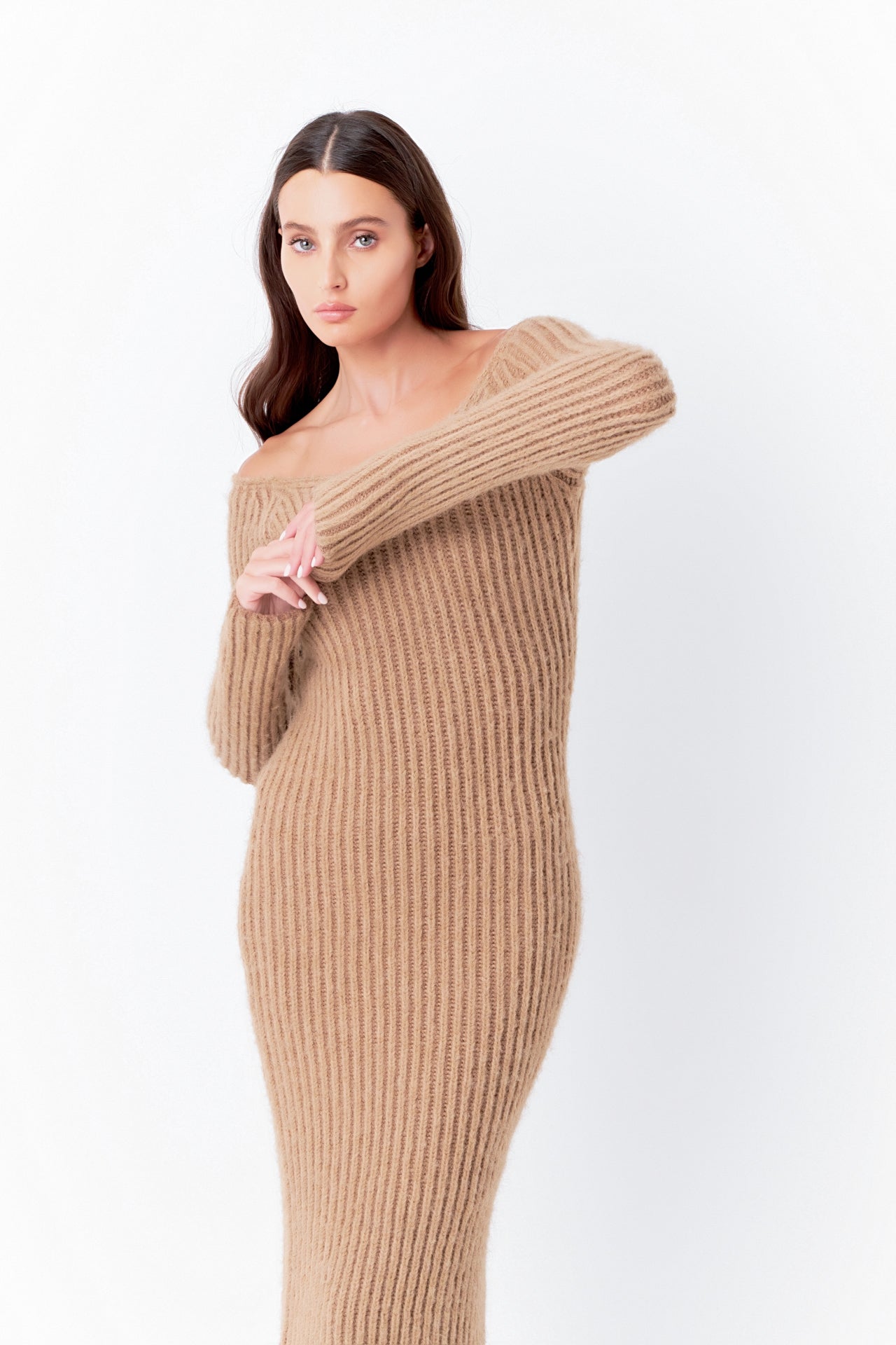 ENDLESS ROSE - Endless Rose -Knit Off Shoulder Maxi Dress - DRESSES available at Objectrare