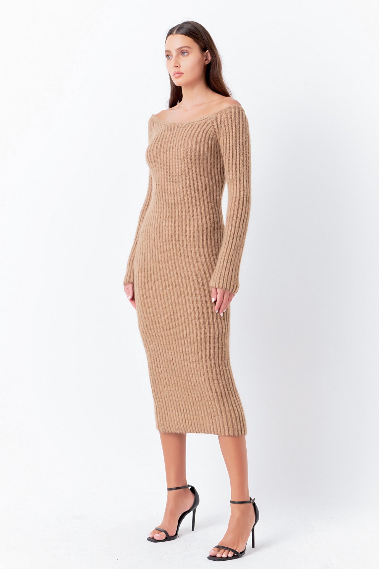 ENDLESS ROSE - Endless Rose -Knit Off Shoulder Maxi Dress - DRESSES available at Objectrare