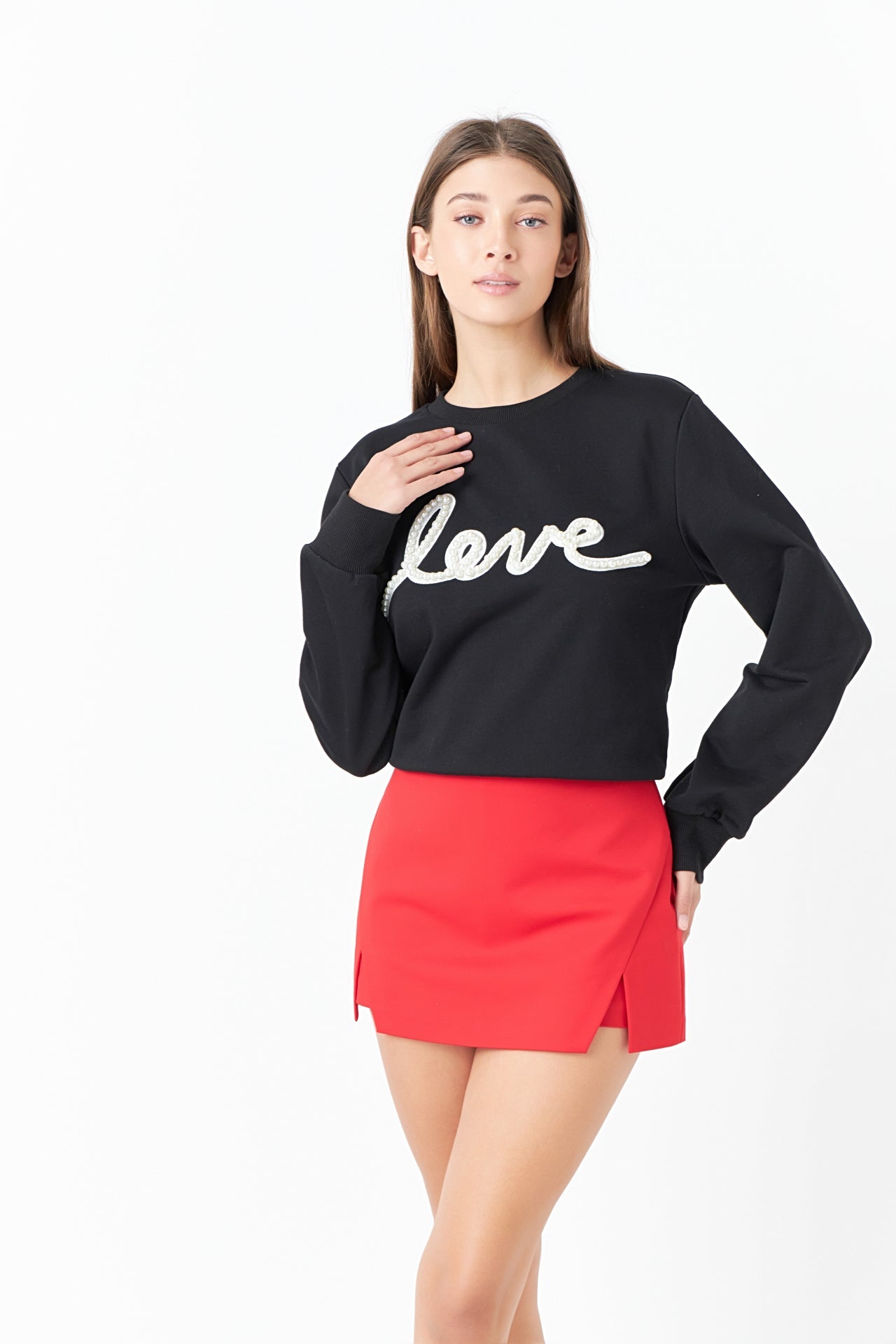 ENDLESS ROSE - Pearl Love Sweatshirt - HOODIES & SWEATSHIRTS available at Objectrare