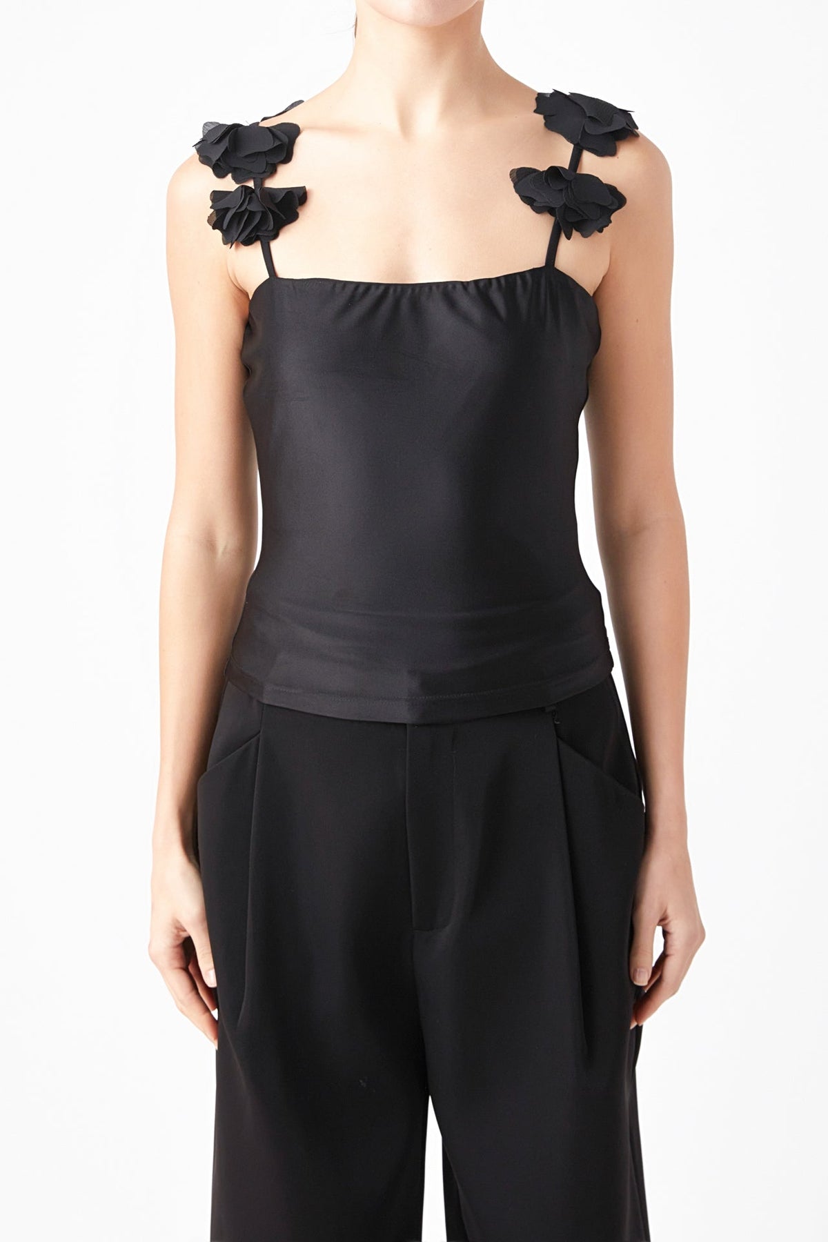 ENDLESS ROSE - Rosette Shoulder Fitted Top - TOPS available at Objectrare