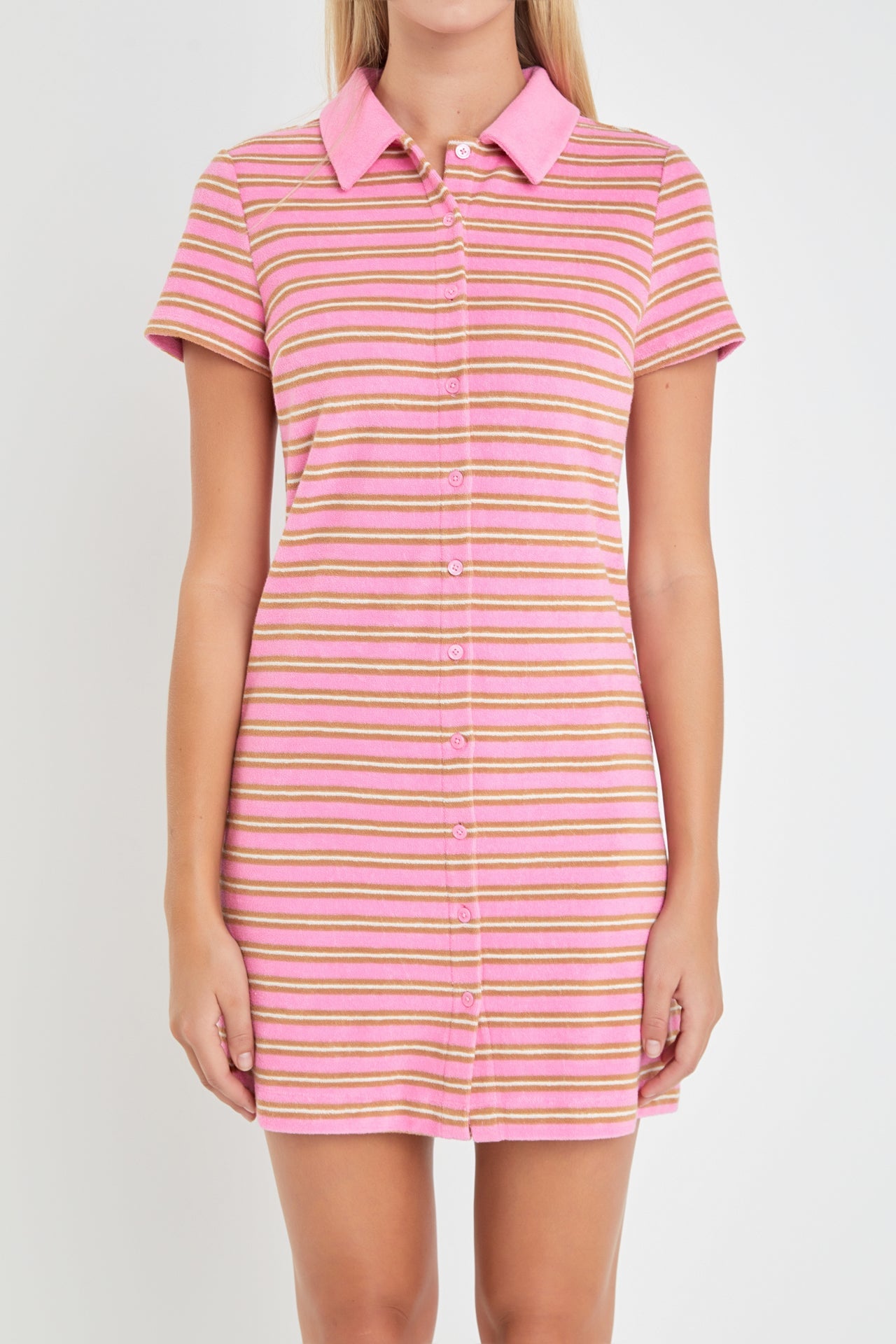 ENGLISH FACTORY - Terry Striped Polo Dress - DRESSES available at Objectrare