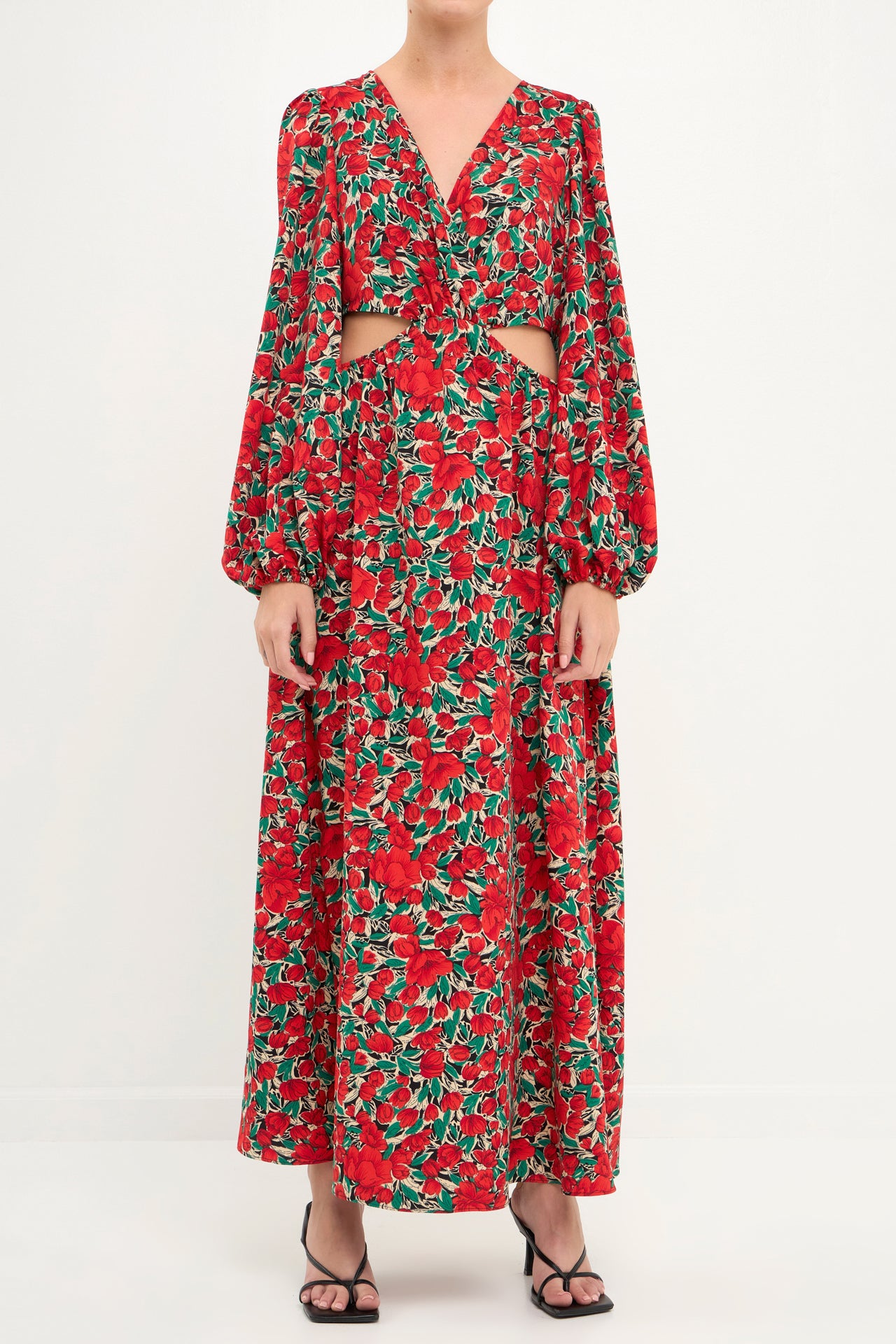 ENDLESS ROSE - Side Cut Out Floral Maxi Dress - DRESSES available at Objectrare
