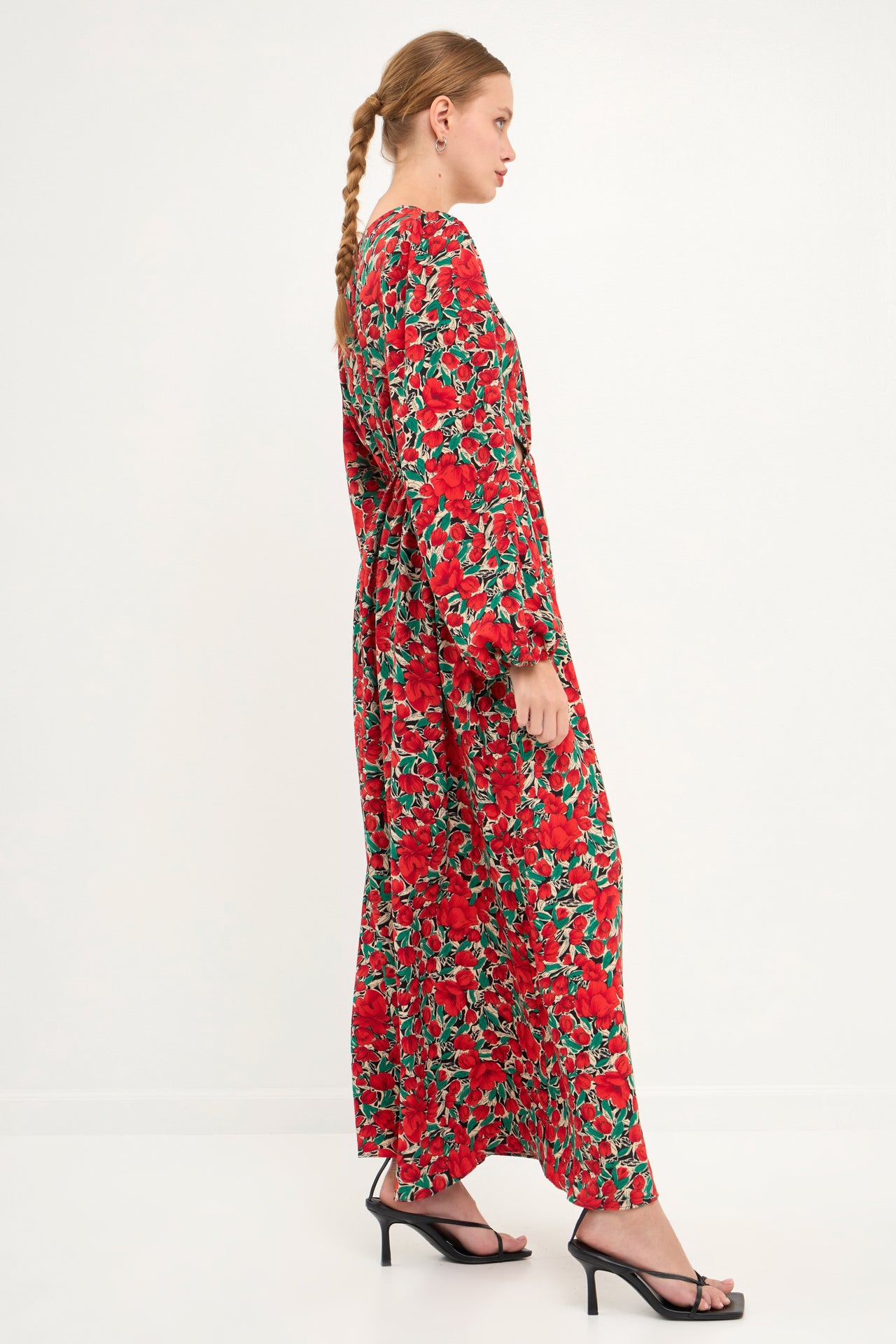 ENDLESS ROSE - Side Cut Out Floral Maxi Dress - DRESSES available at Objectrare