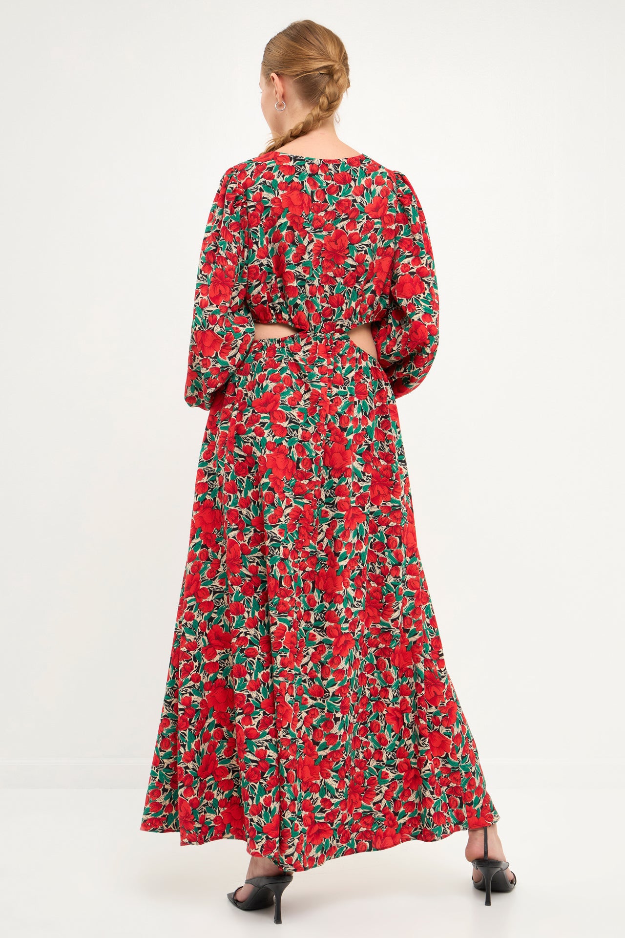ENDLESS ROSE - Side Cut Out Floral Maxi Dress - DRESSES available at Objectrare