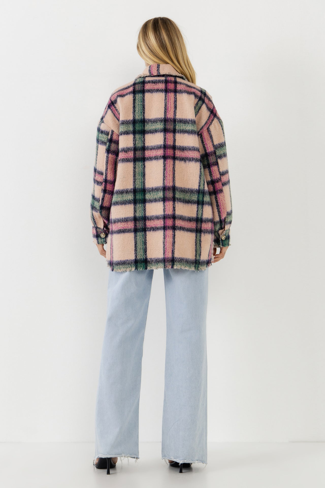 FREE THE ROSES - Oversized Plaid Coat with Raw Edges - JACKETS available at Objectrare