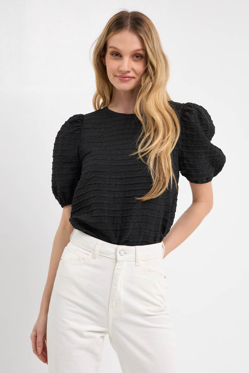 ENGLISH FACTORY - Textured Back Scrunchie Top - TOPS available at Objectrare