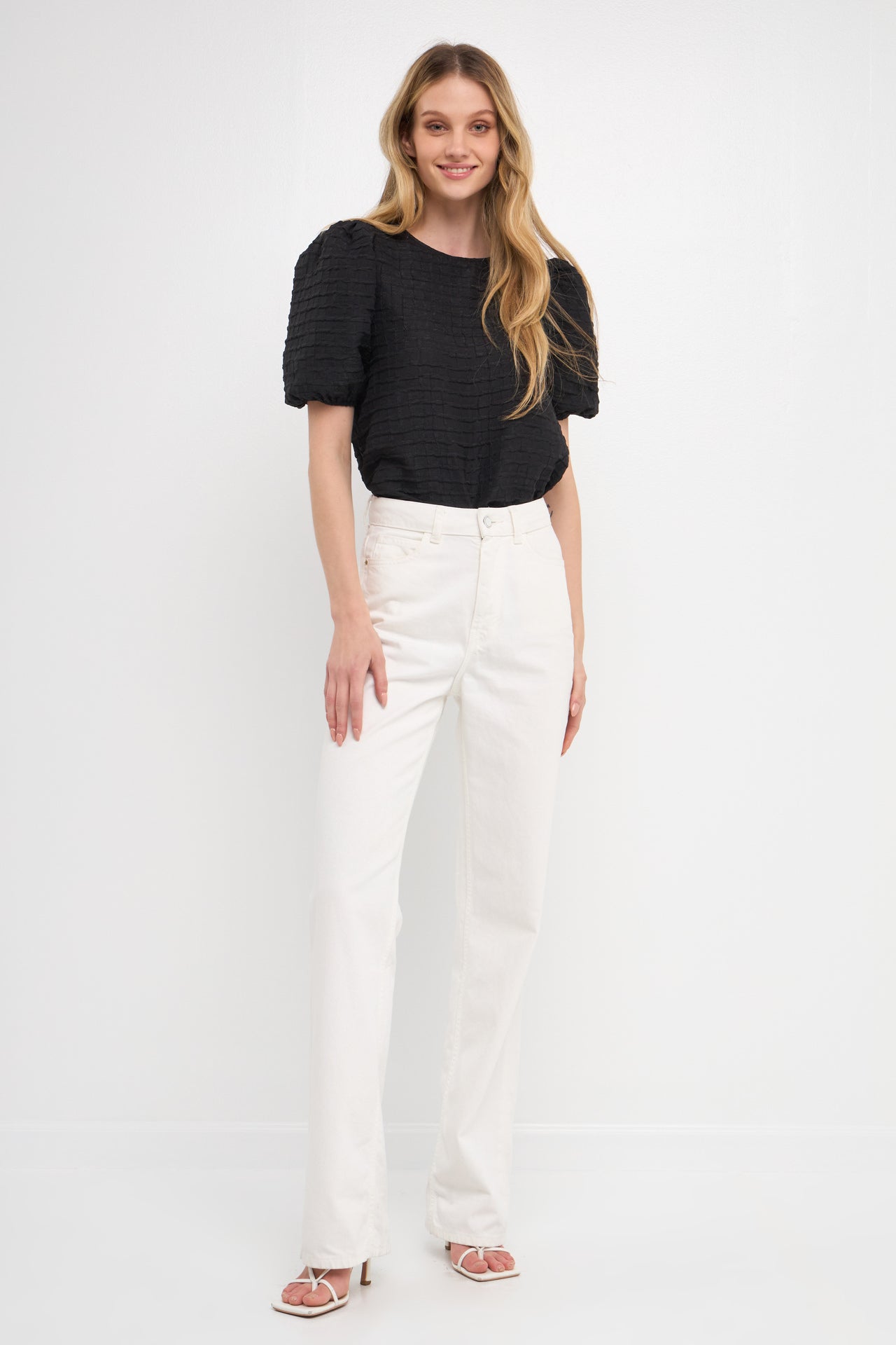 ENGLISH FACTORY - Textured Back Scrunchie Top - TOPS available at Objectrare