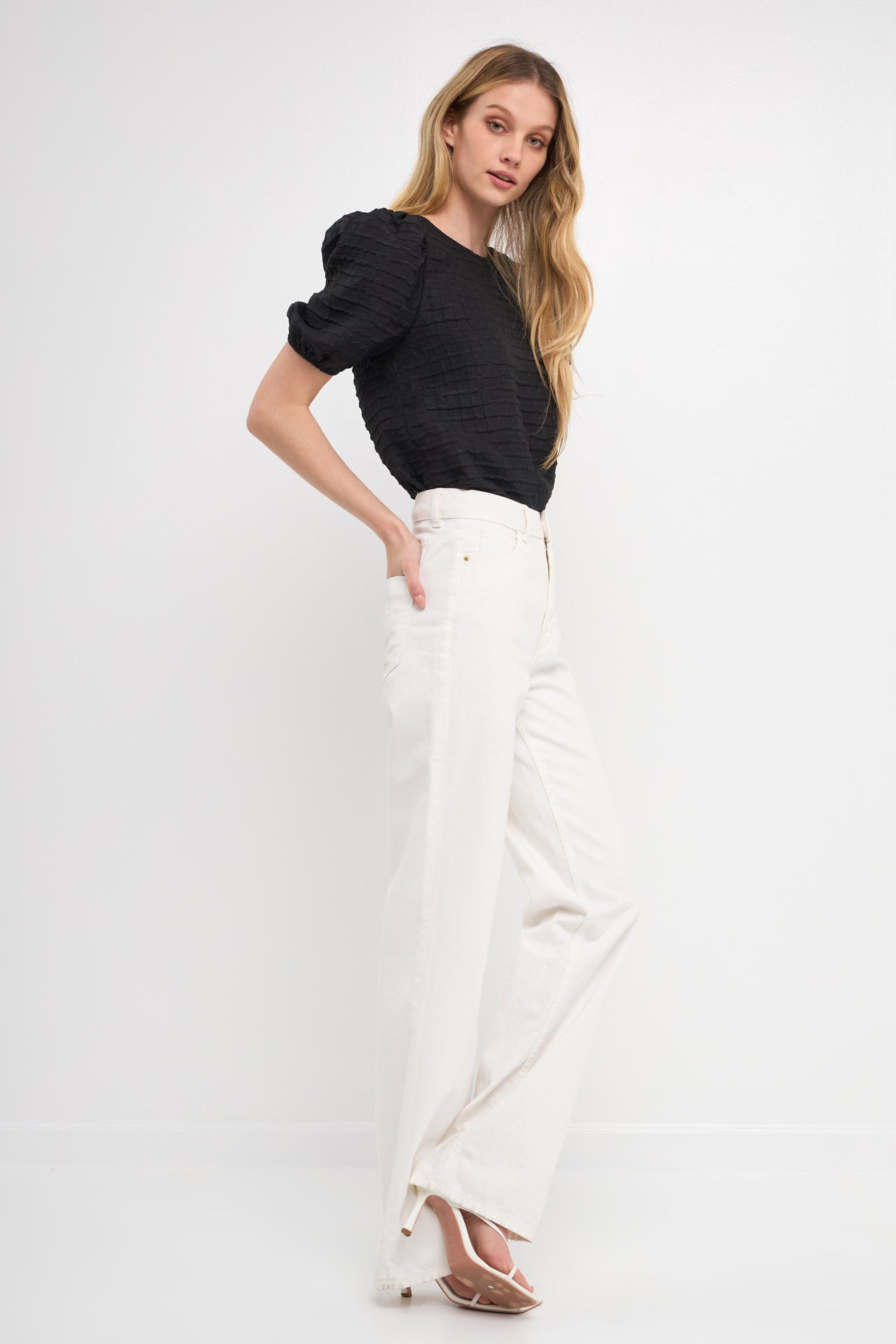 ENGLISH FACTORY - Textured Back Scrunchie Top - TOPS available at Objectrare
