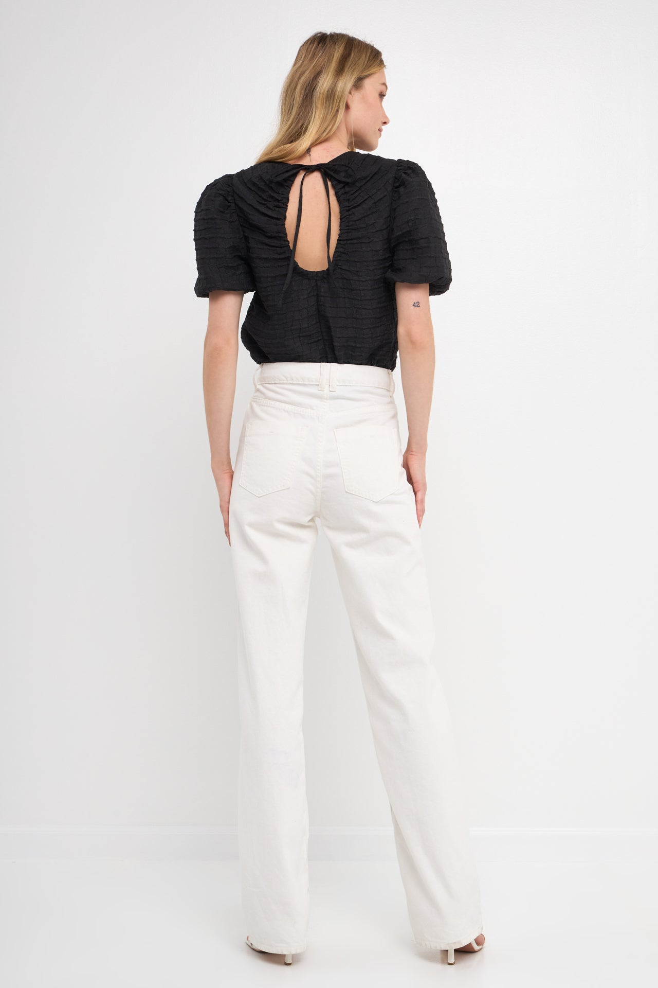 ENGLISH FACTORY - Textured Back Scrunchie Top - TOPS available at Objectrare