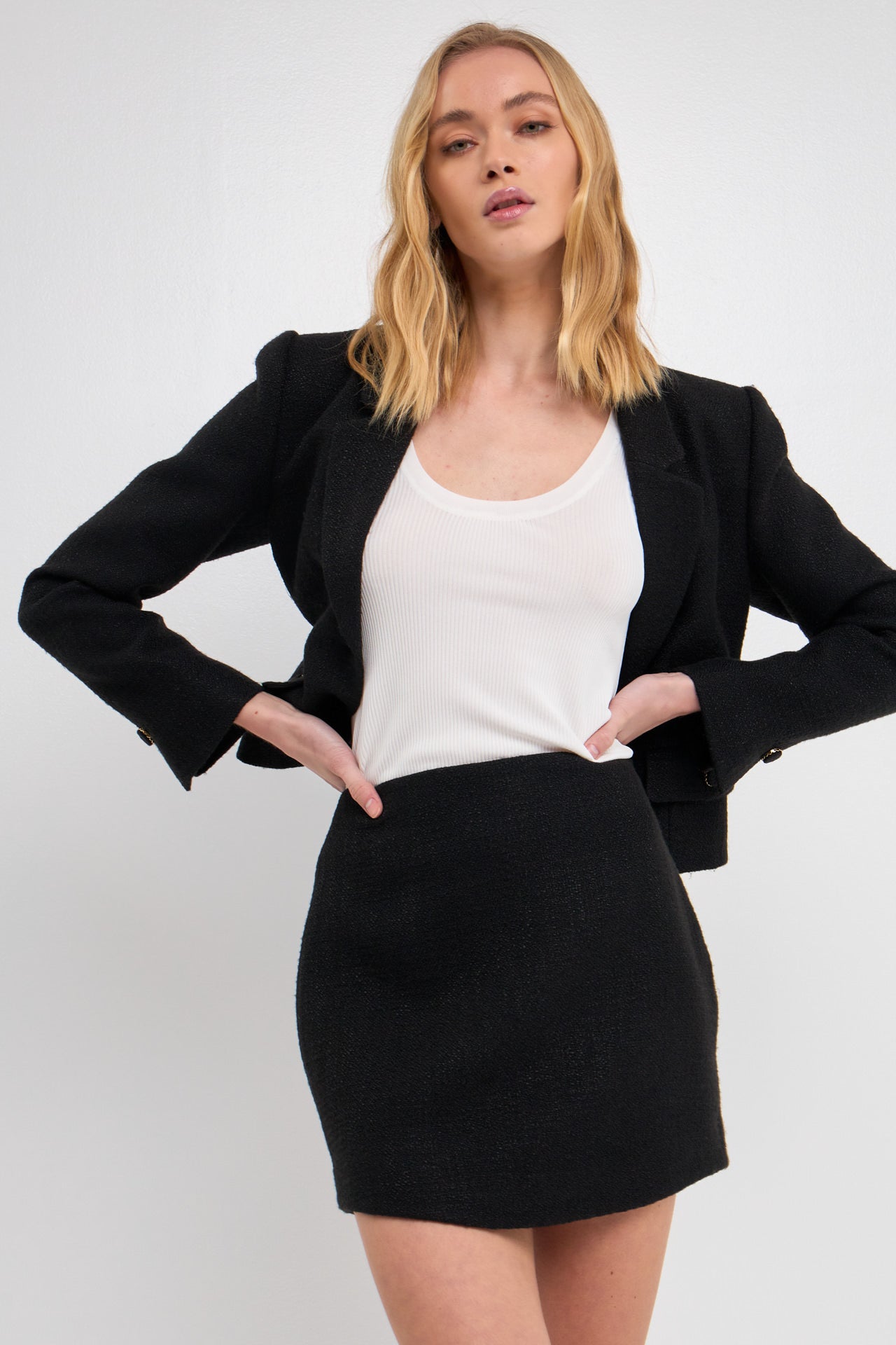 ENDLESS ROSE - Curved Tweed Mini - SKIRTS available at Objectrare