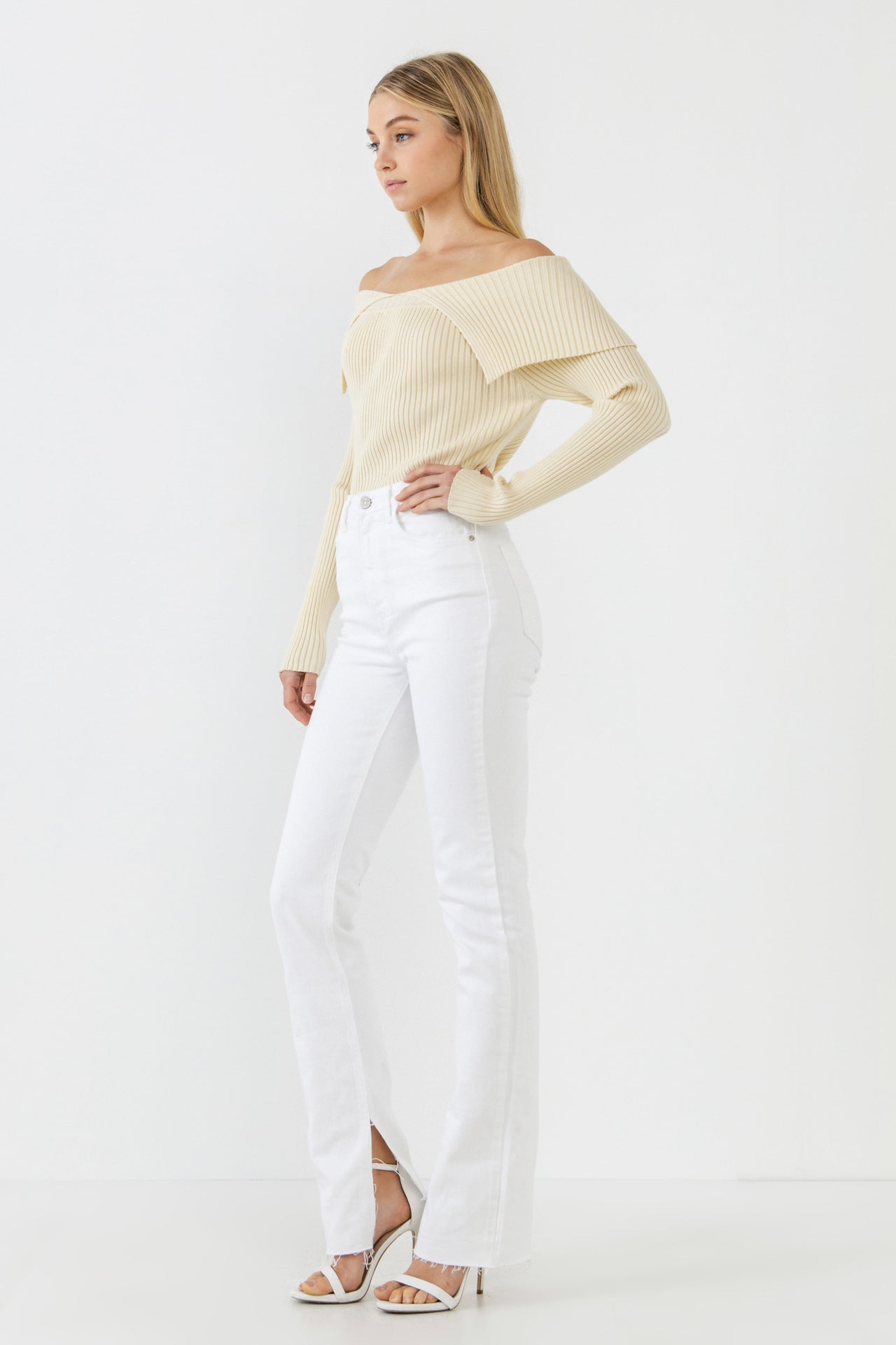 ENDLESS ROSE - Wide Collar Knit Sweater - TOPS available at Objectrare