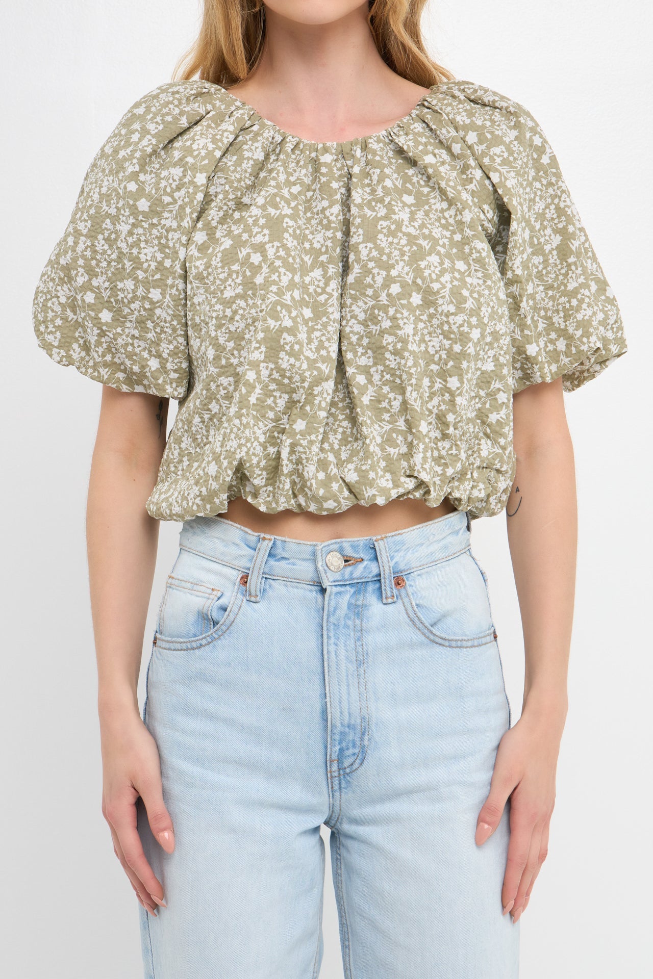 FREE THE ROSES - Raglan Blouson Cropped Top - TOPS available at Objectrare