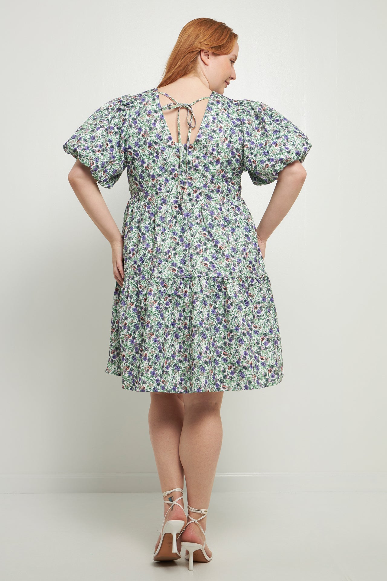 ENGLISH FACTORY - Floral Puff Sleeve Jacquard High Low Dress - DRESSES available at Objectrare