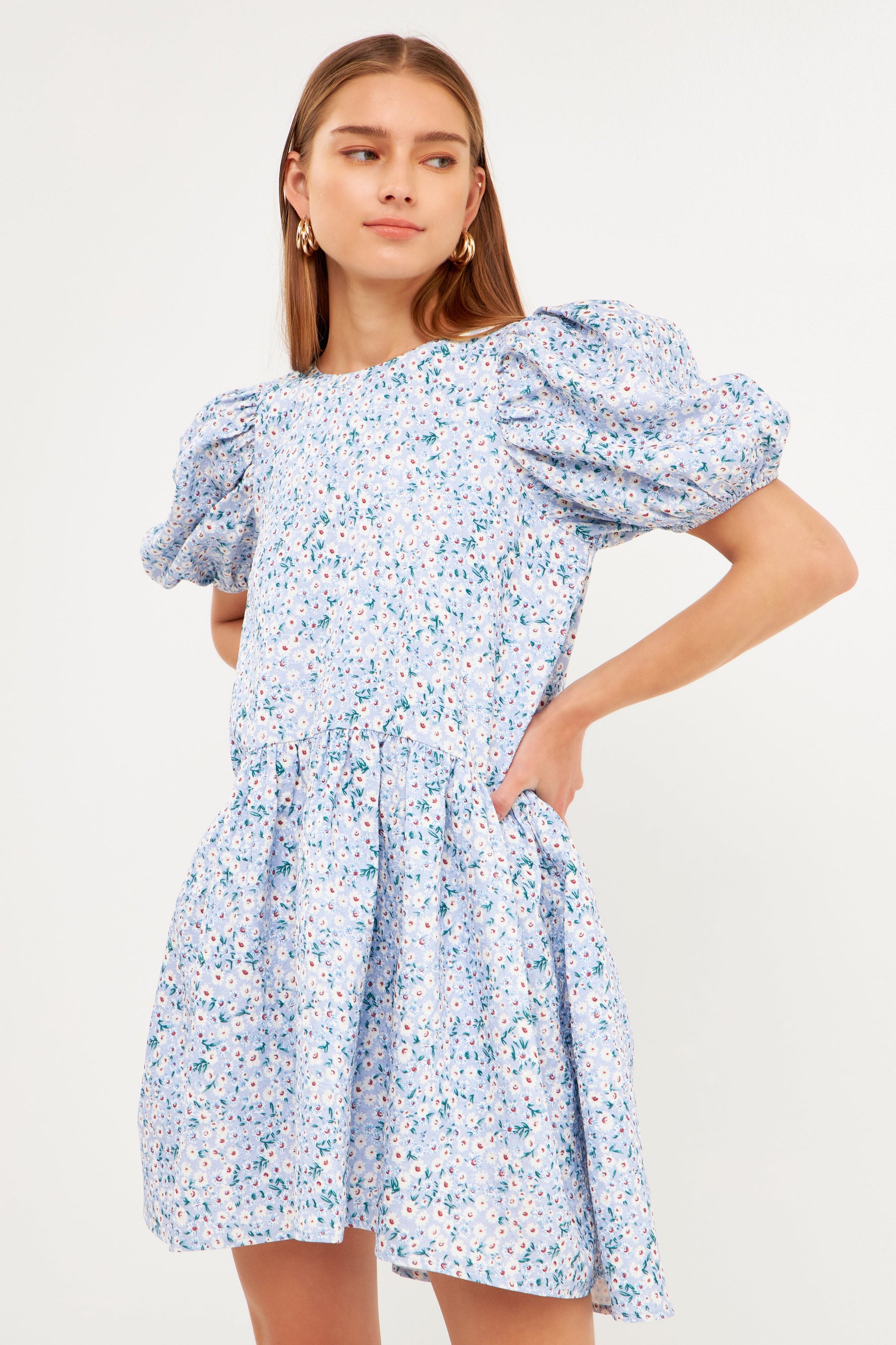 ENDLESS ROSE - Floral Jacquard High Low Dress - DRESSES available at Objectrare