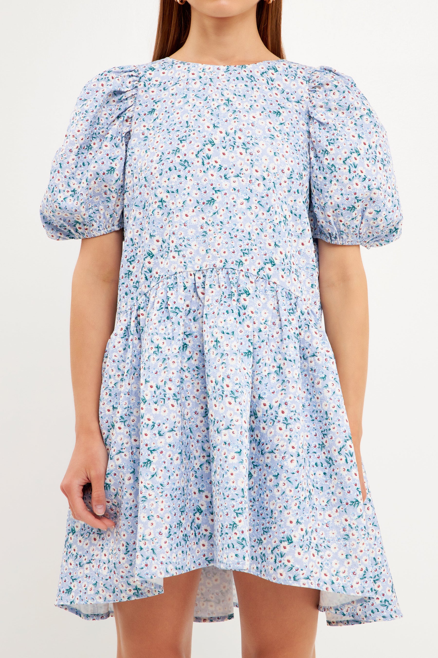 ENDLESS ROSE - Floral Jacquard High Low Dress - DRESSES available at Objectrare