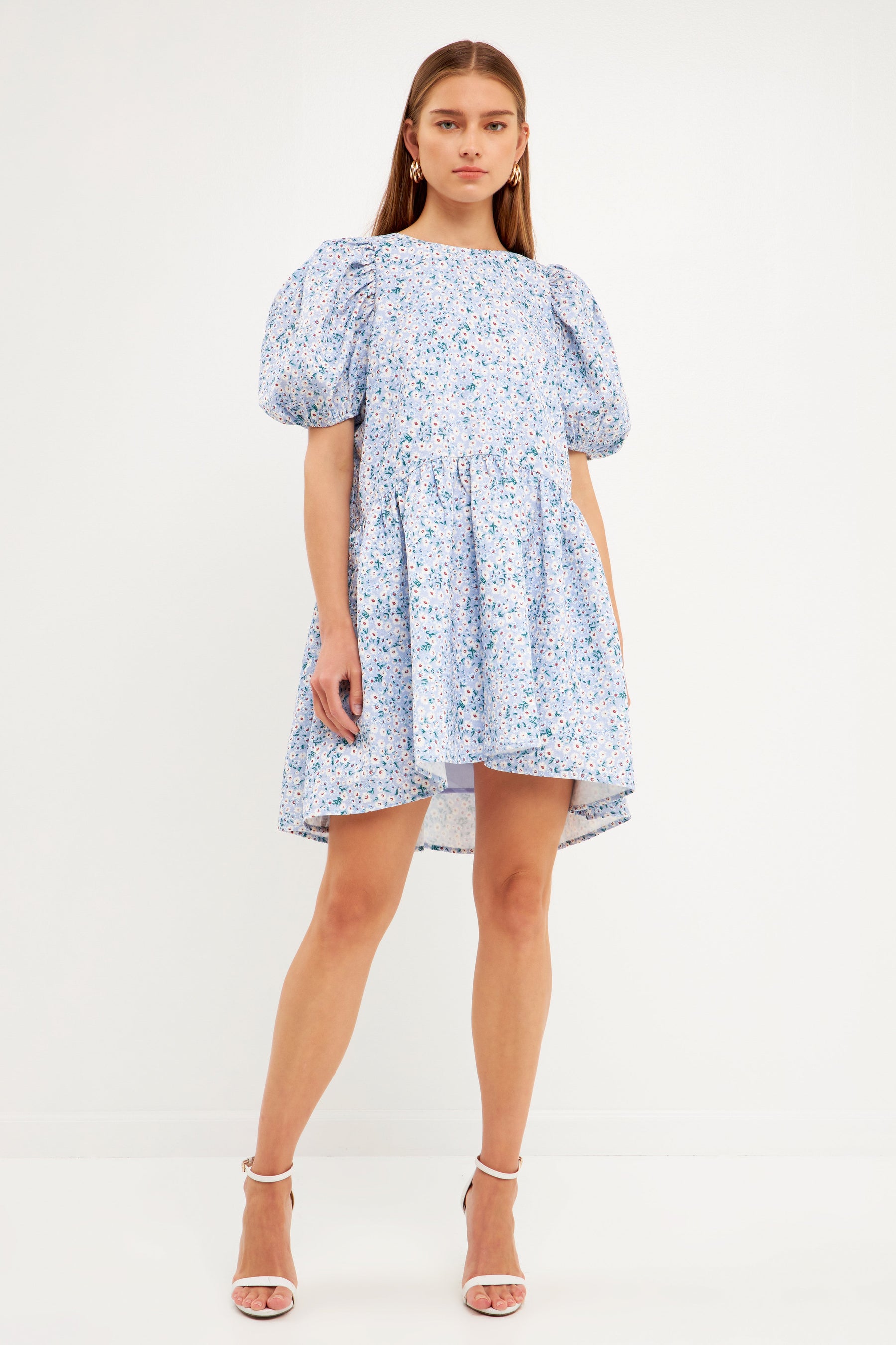 ENDLESS ROSE - Floral Jacquard High Low Dress - DRESSES available at Objectrare