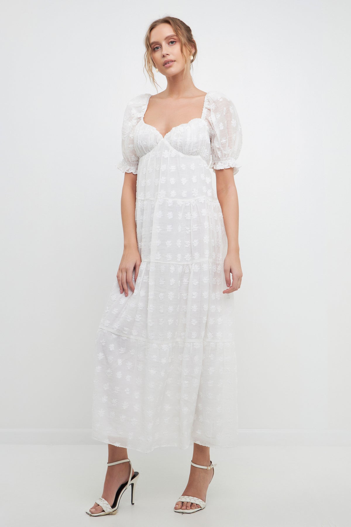 FREE THE ROSES - Sweetheart Tiered Short Sleeve Floral Maxi Dress - DRESSES available at Objectrare