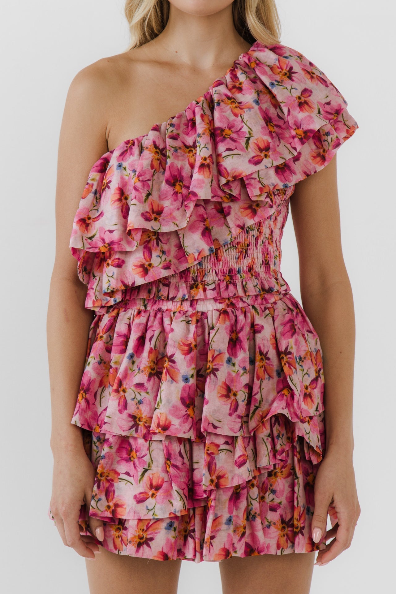 ENDLESS ROSE - One Shoulder Floral Smocked Top - TOPS available at Objectrare