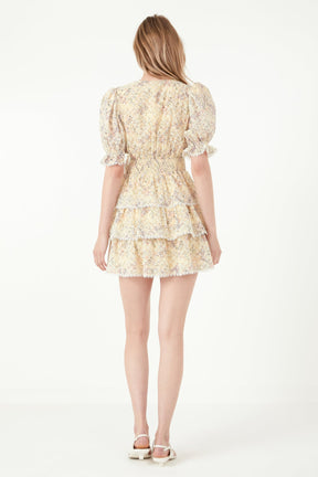 FREE THE ROSES - Embroidered Chiffon Tiered Front Bow Tie Mini - DRESSES available at Objectrare