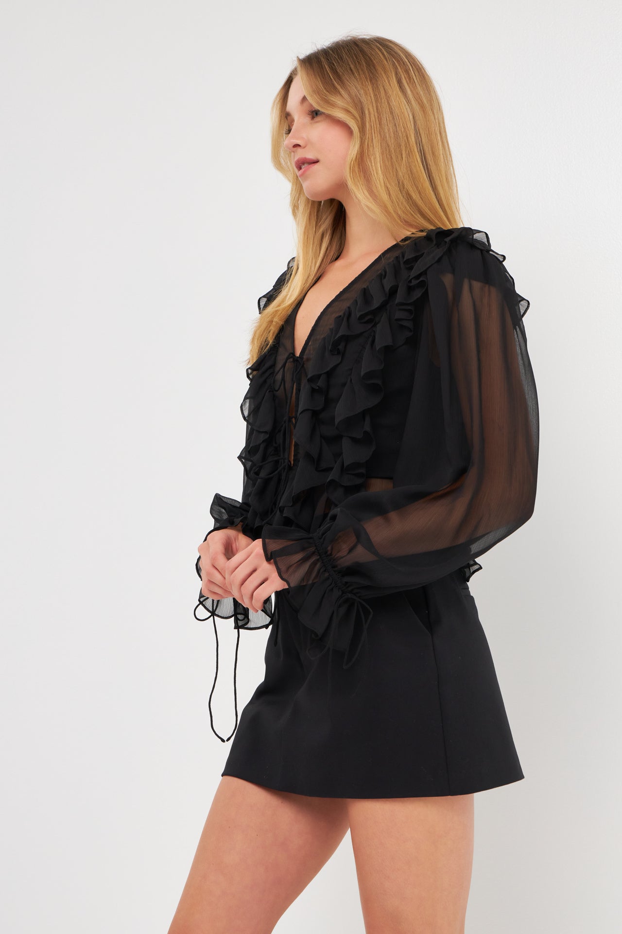 ENDLESS ROSE - Multi Ruffled Long Sleeve Blouse - SHIRTS & BLOUSES available at Objectrare