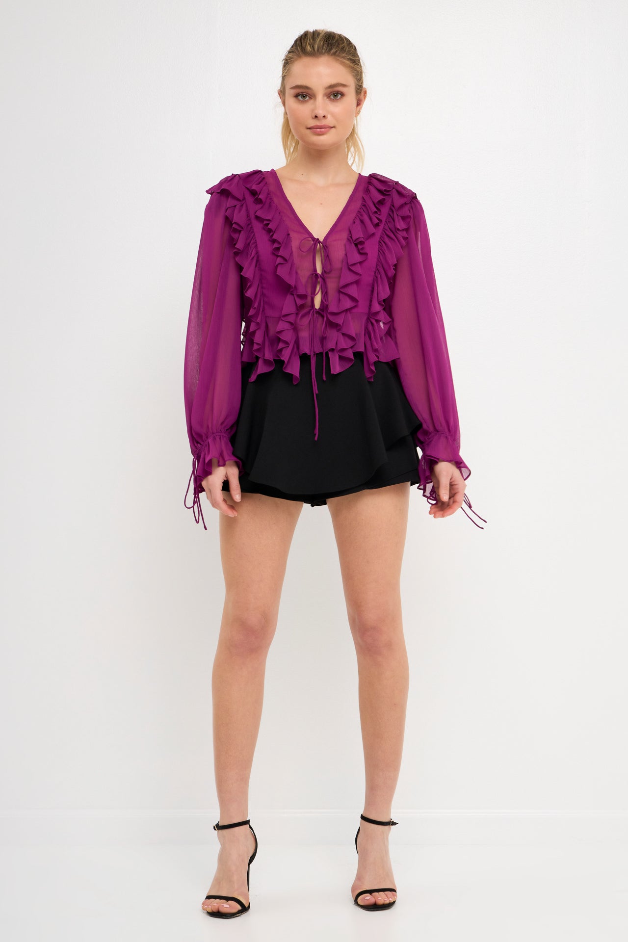 ENDLESS ROSE - Multi Ruffled Long Sleeve Blouse - SHIRTS & BLOUSES available at Objectrare