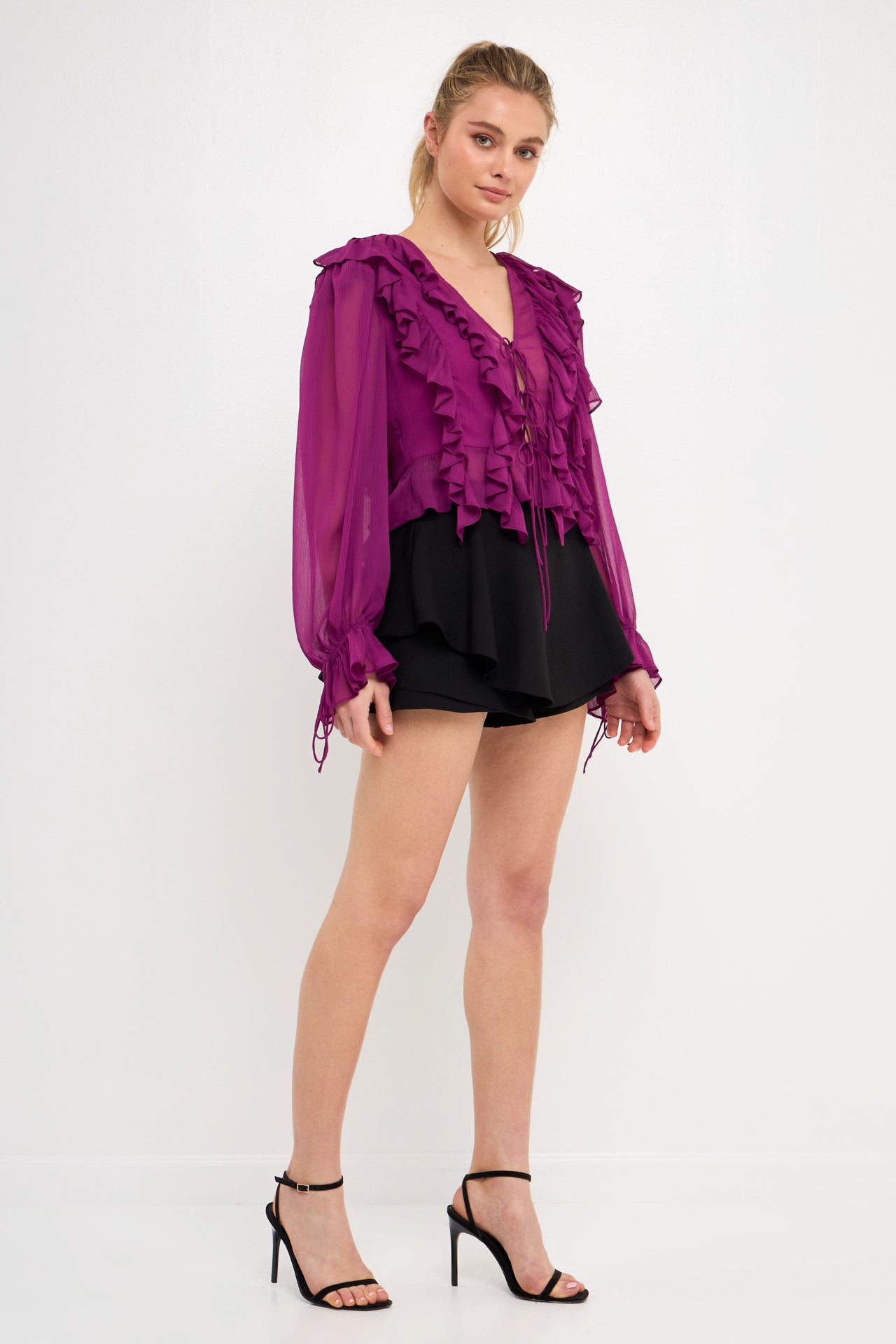 ENDLESS ROSE - Multi Ruffled Long Sleeve Blouse - SHIRTS & BLOUSES available at Objectrare