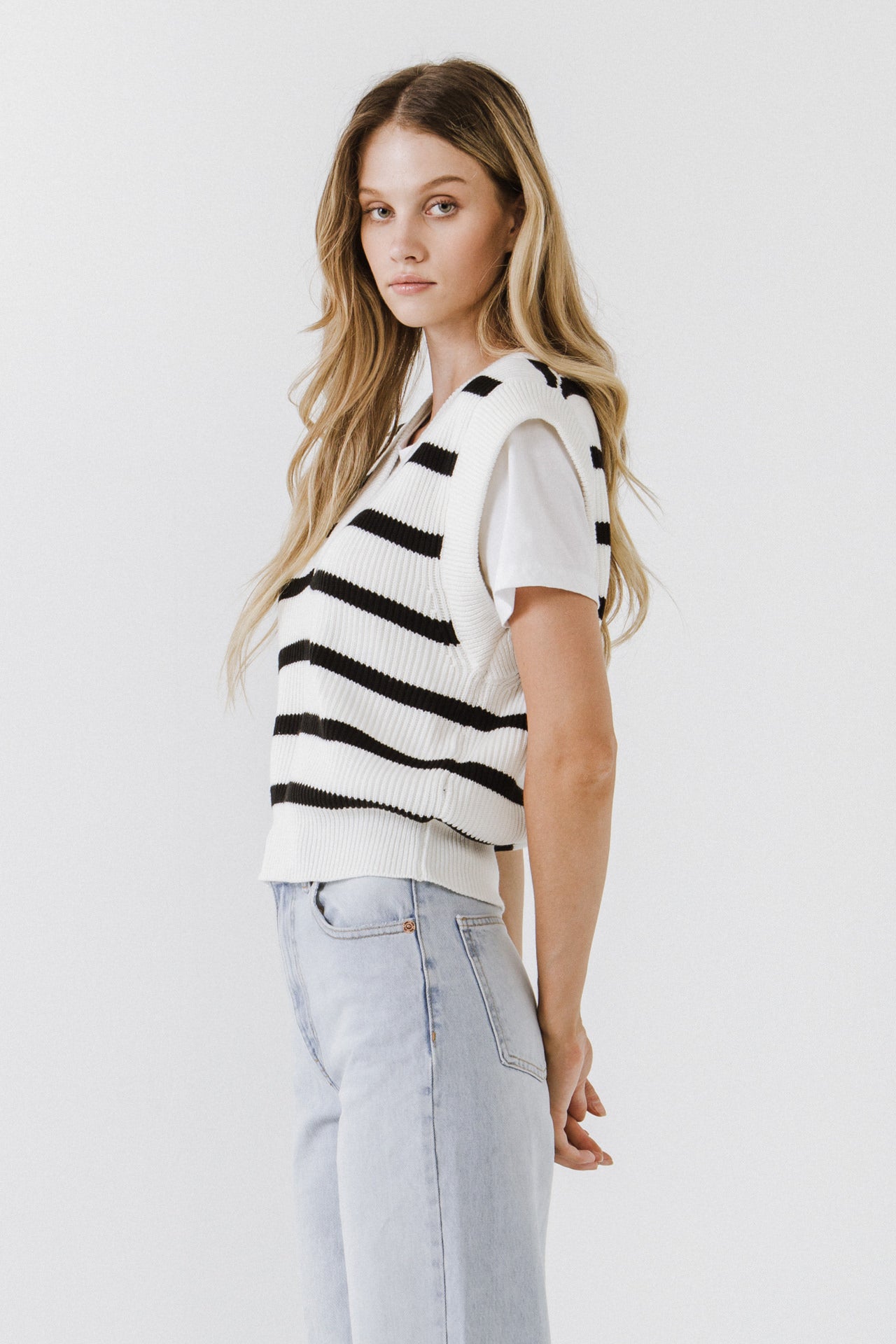 ENGLISH FACTORY - Stripe Knit Vest - SWEATERS & KNITS available at Objectrare