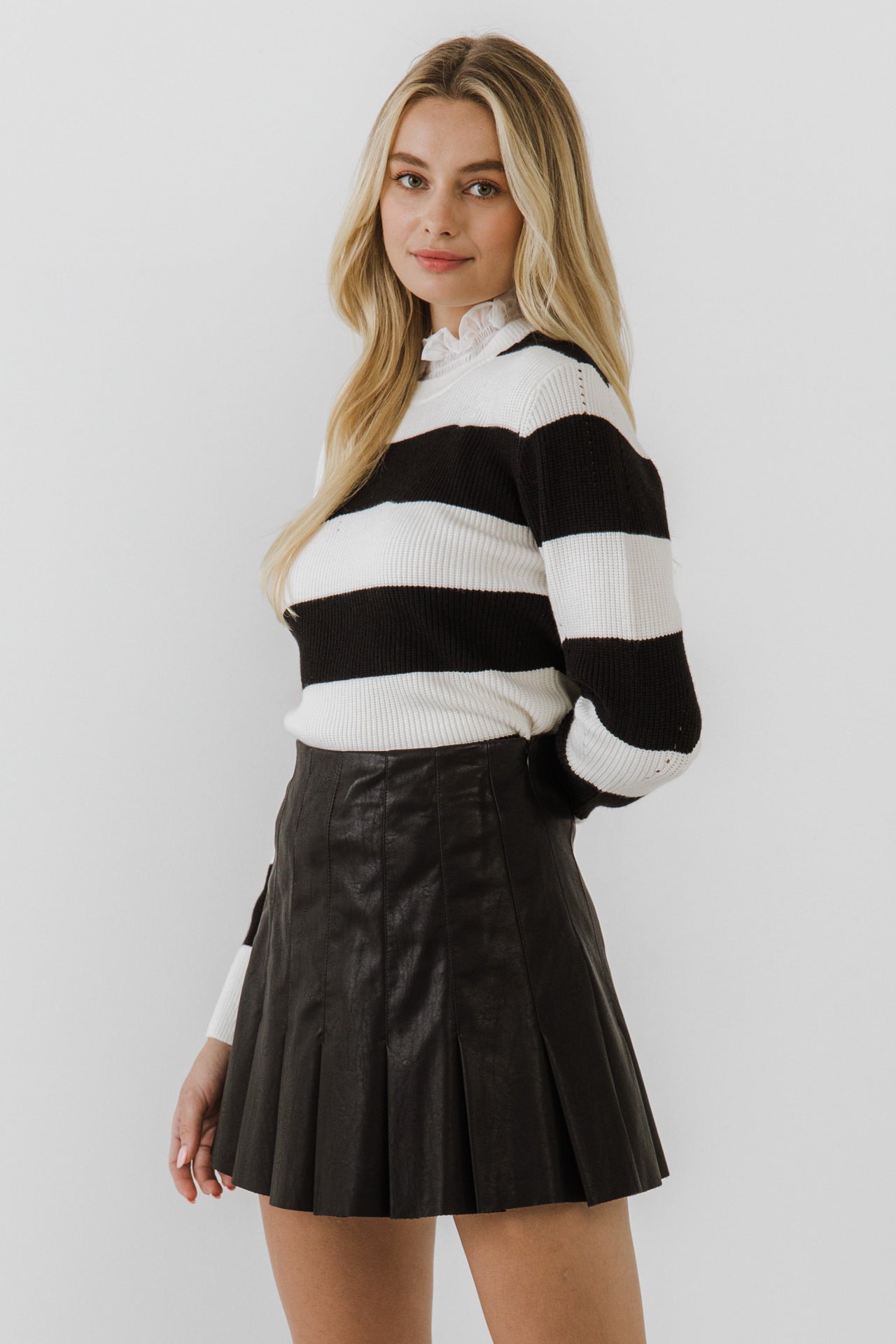 ENGLISH FACTORY - Lace Detail with Stripe Sweater - SWEATERS & KNITS available at Objectrare