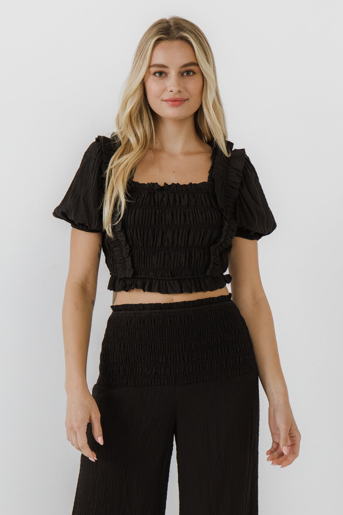 FREE THE ROSES - Smocked Cropped Top - TOPS available at Objectrare